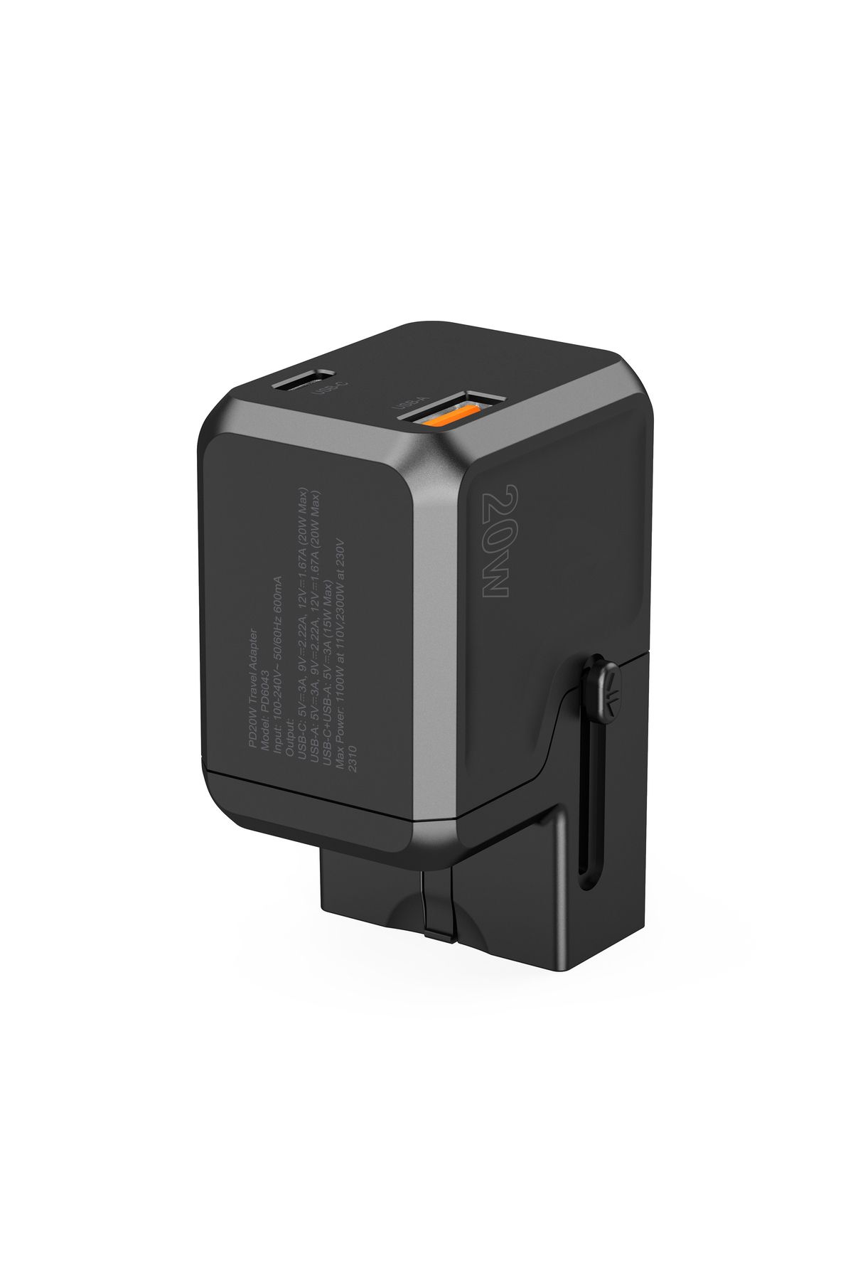 CHOETECH-Încărcător universal USB-C USB-A PD 20W, mufe US EU UK AU, negru 3