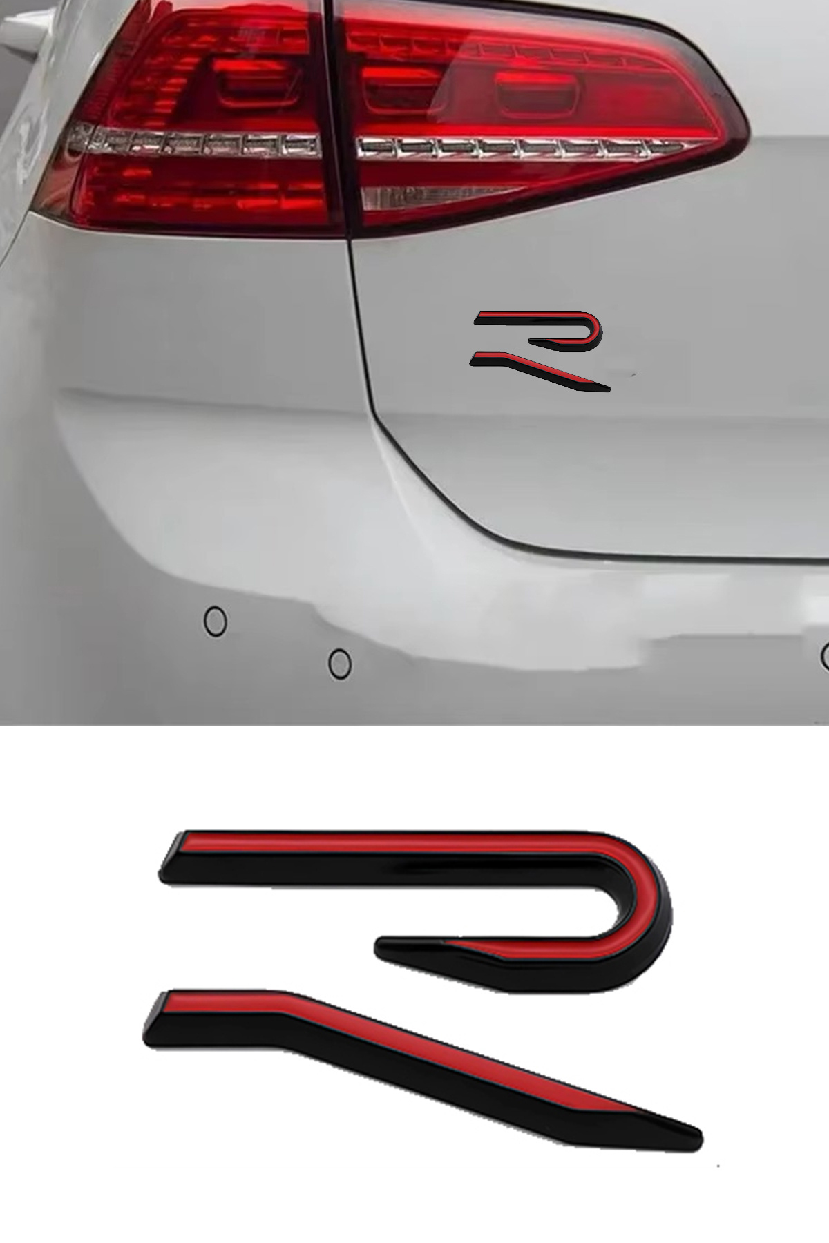 MeyZone Yeni Golf 8 R Yazısı Bagaj Logo Arması Sticker Amblem Kırmızı Siyah