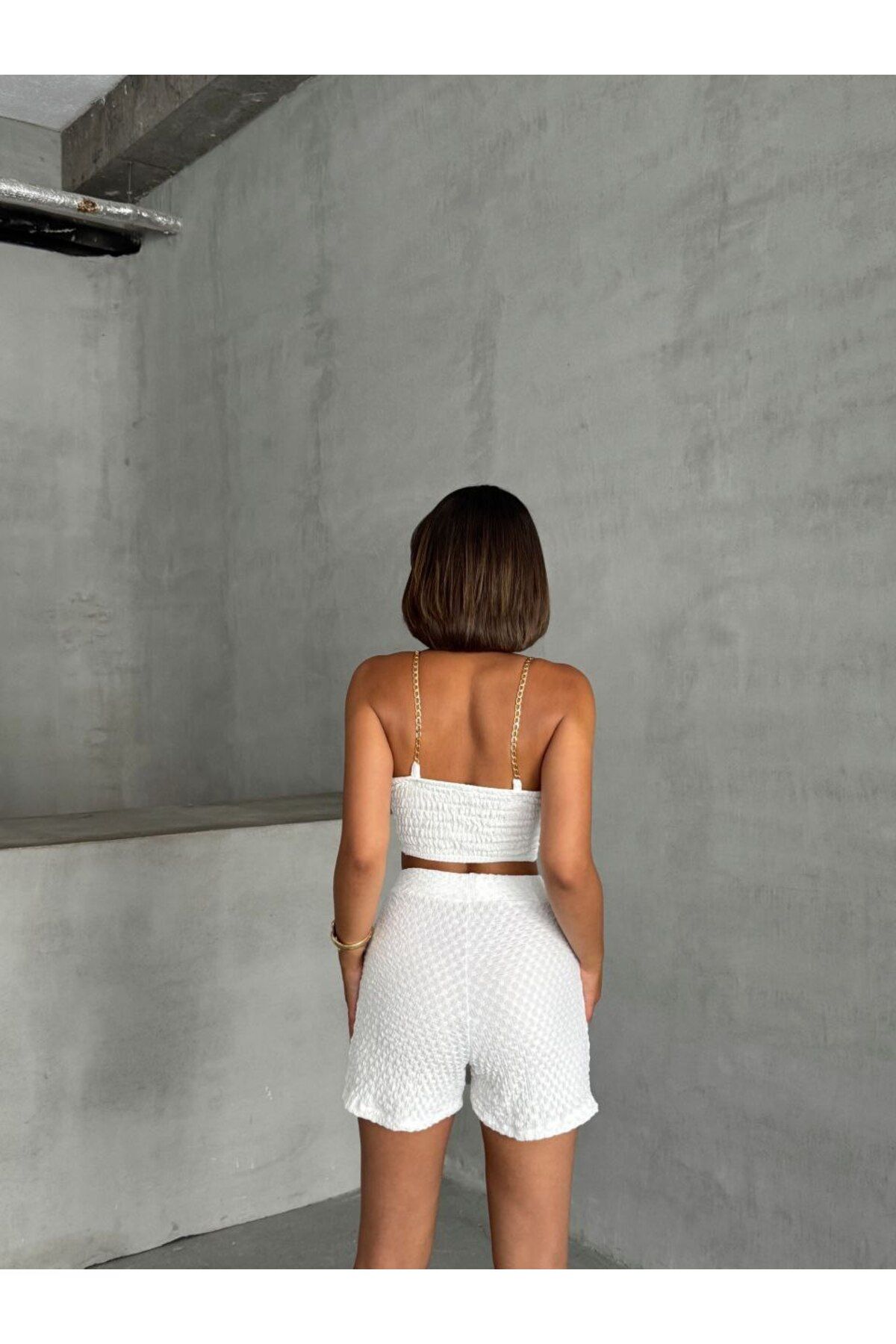 laughs-SET 2 PIECE BLUZ, ȘORT ȘORT ȘI GLOP DE DĂMĂ, CU MOLAN DE FLORI, DETALII DE LIZARE, RD1032 2