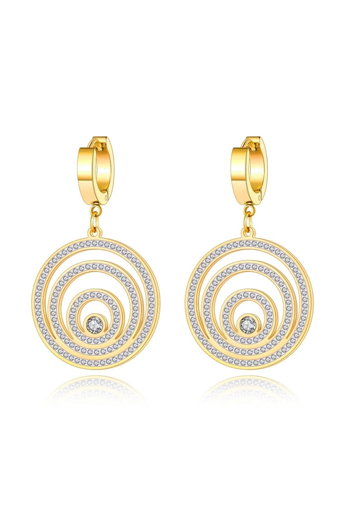 Eva Grace-Aubriella earrings, round, gold, made of 18K gold-plated stainless steel - Parisian Collection 1