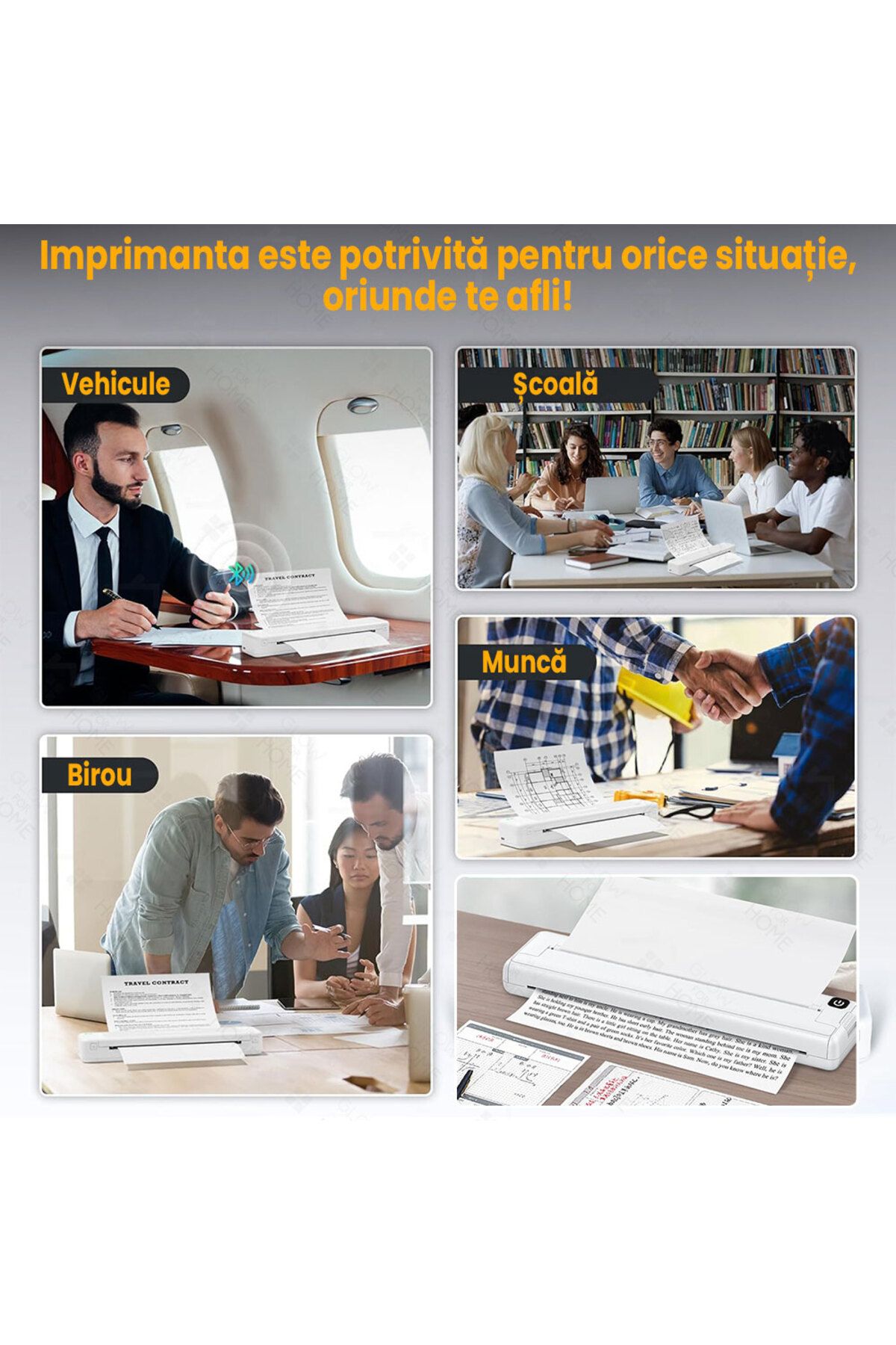 GlowforHome-Imprimanta termica portabila A4 GlowforHome, fara fir, Bluetooth, USB, compatibila iOS/Android 5