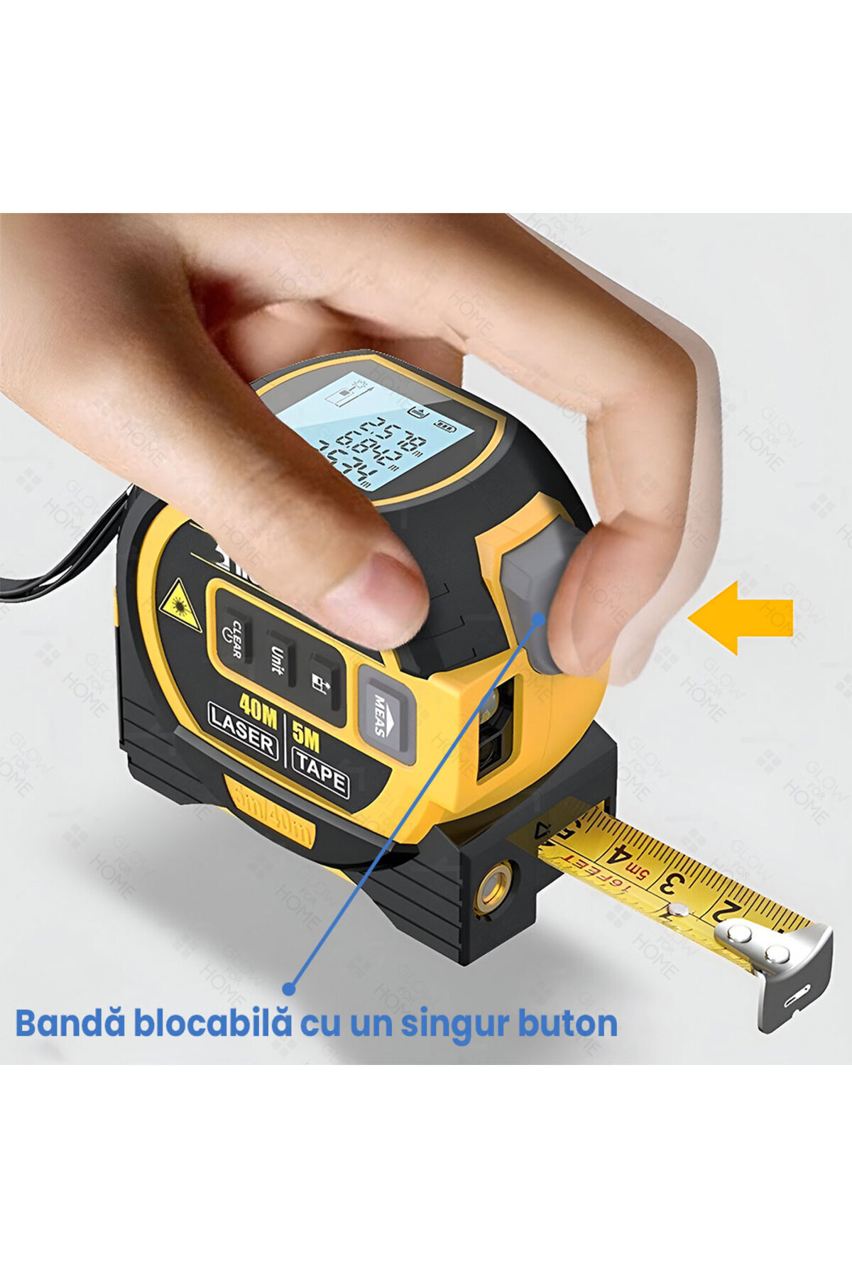 GlowforHome-GlowforHome 3 in 1 professional tape measure, 60M laser, 5M tape, LCD display, data storage, blue 7