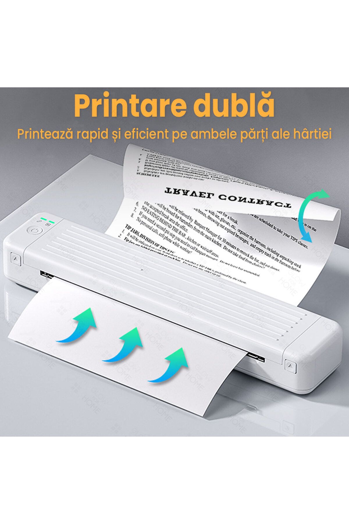 GlowforHome-Imprimanta termica portabila A4 GlowforHome, fara fir, Bluetooth, USB, compatibila iOS/Android 6