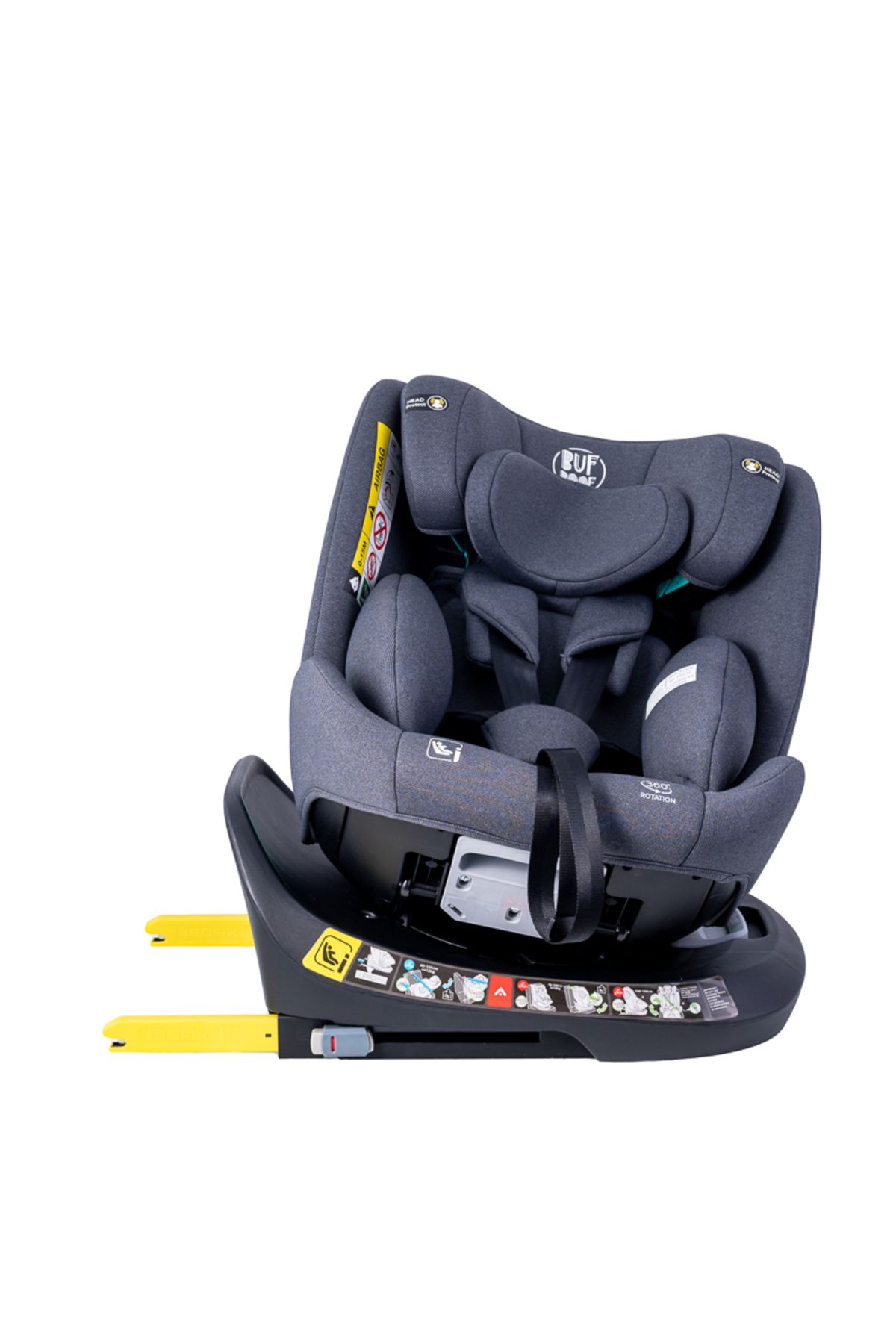 BUF BOOF-Car Seat Saphir DELUXE BUF BOOF iSIZE Grey Isofix sleep position 165 degrees rotating degrees 40-150 cm 5