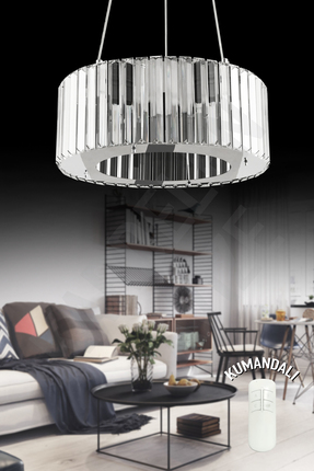 Genel Markalar Kardelen Yuvarlak Yakut Krom 3 Lü 36 cm Kumandalı Lüx Modern T...