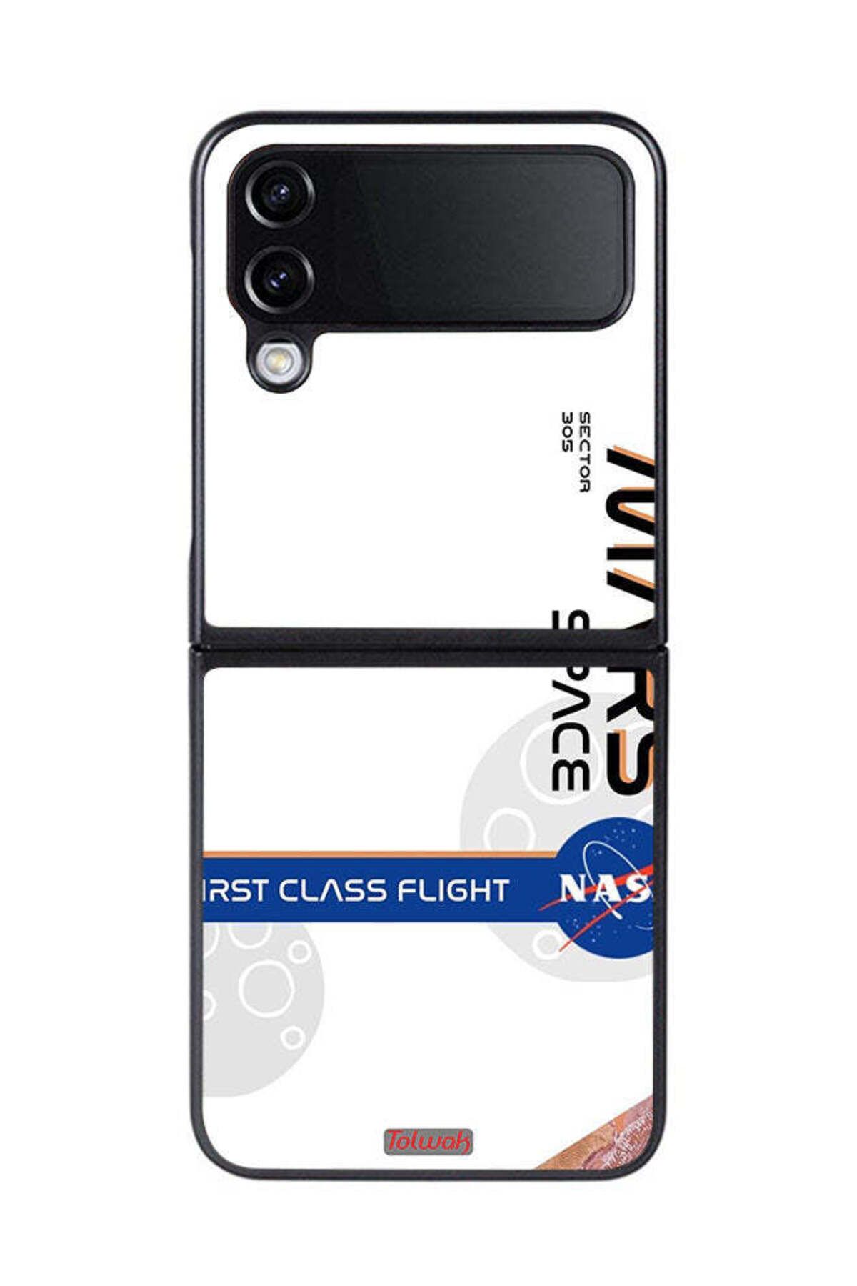 Tolwak-Samsung Galaxy Z Flip 4 Protective Case Cover First Class Flight Mars 1