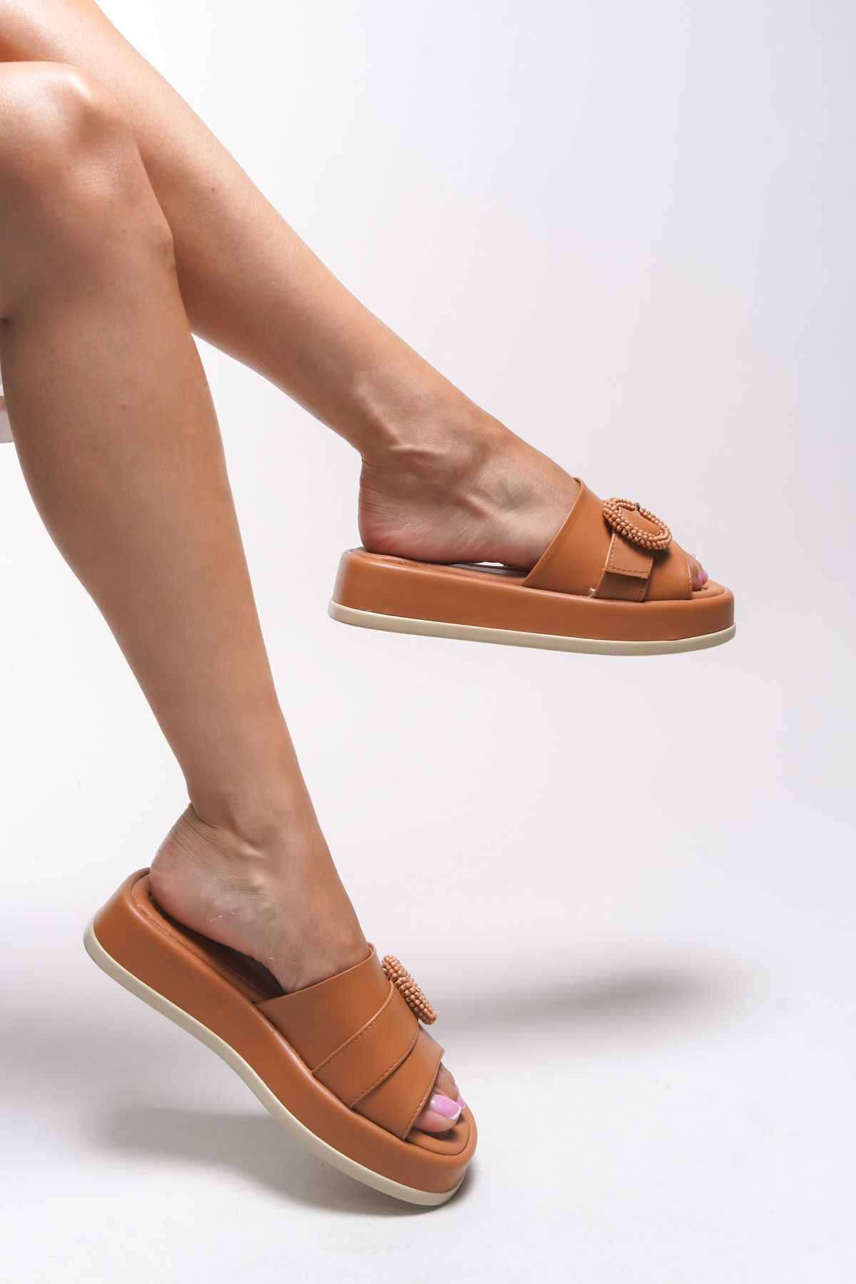 Riccon-Γυναικείες Παντόφλες Elyenmia 0012795 Tan Skin 3