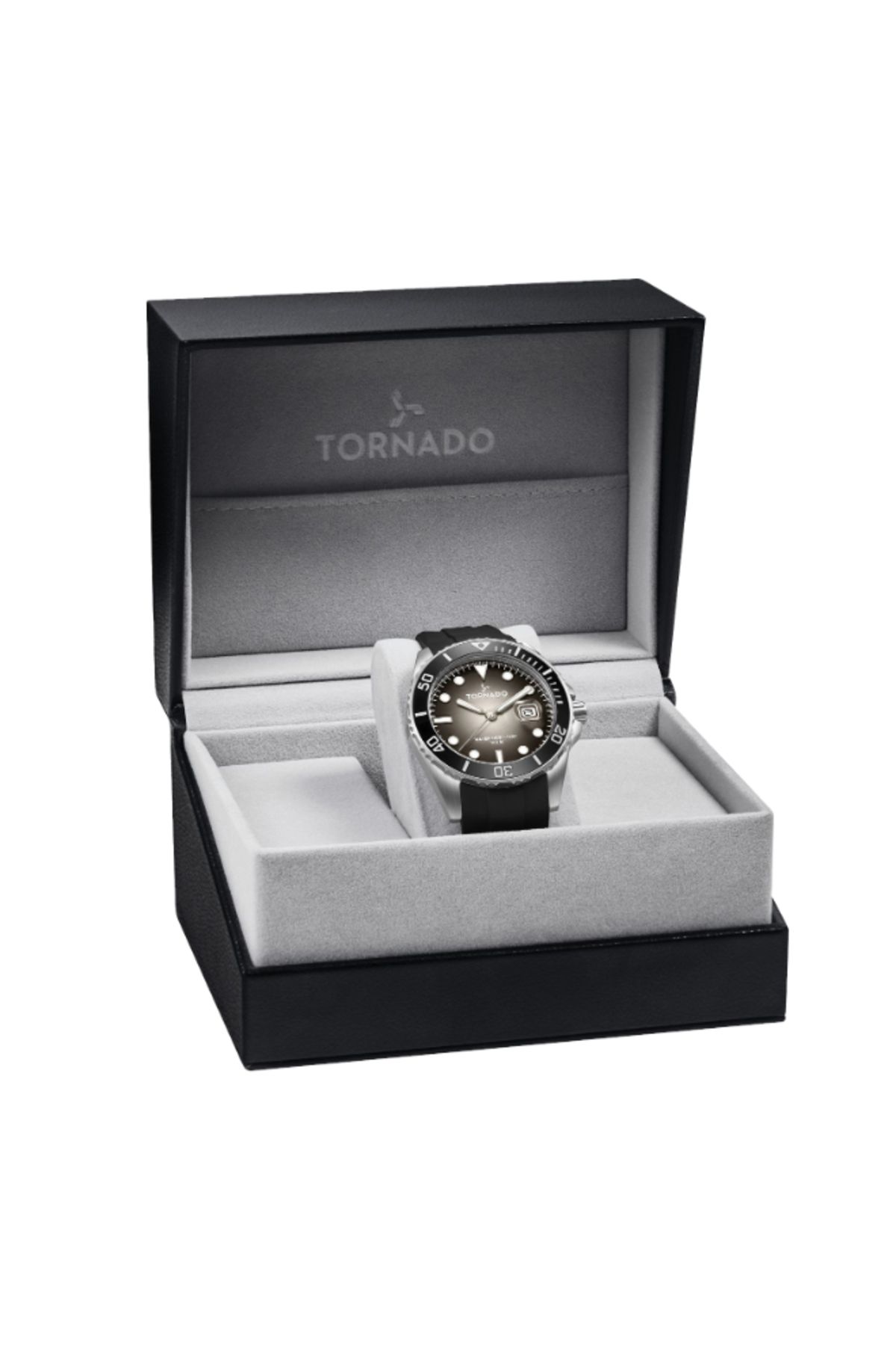 Tornado-ساعة لومينا أنالوج للرجال بمينا أسود من العقيق - T22001-SSBB 4