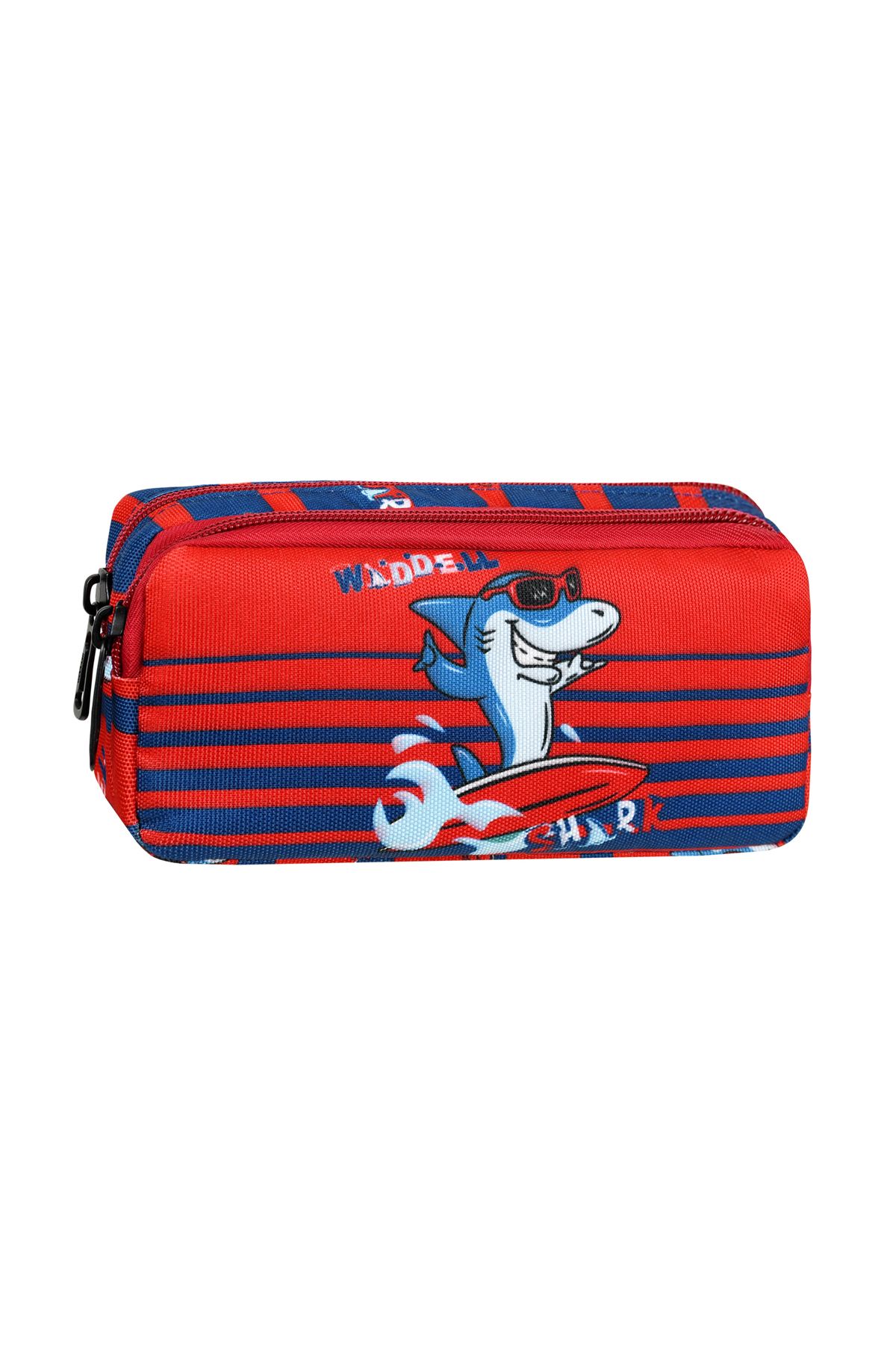H&D COLLECTİON-Licensed Red Shark Patterned Boy's Primary School Backpack, Lunchbox and Pen Holder 6