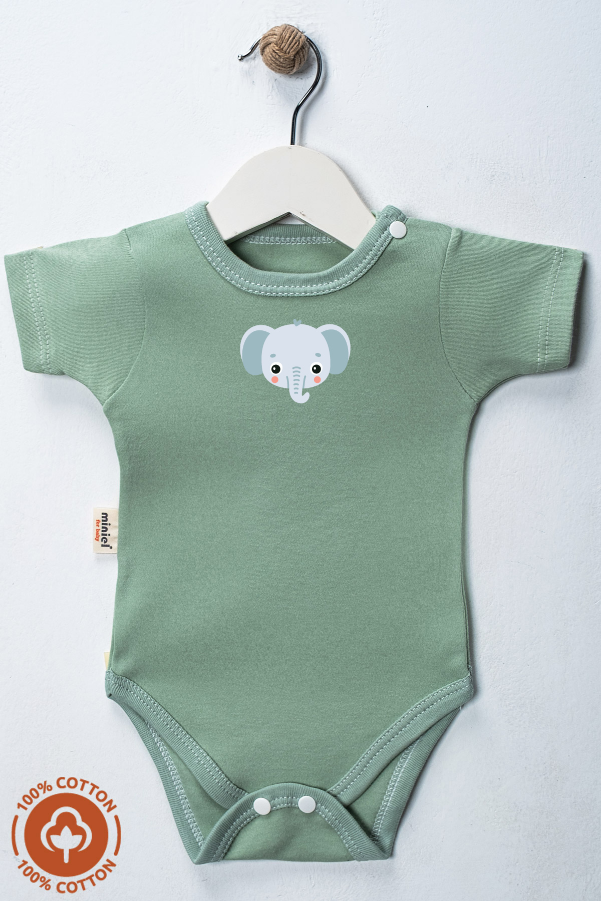 miniel organic Unisex %100 Organik Pamuklu Cute Animals Baskılı 0-12 Ay 6Lı Kısa Kollu Bebek Body Zıbın Set fotoğrafı 5 (önizleme)