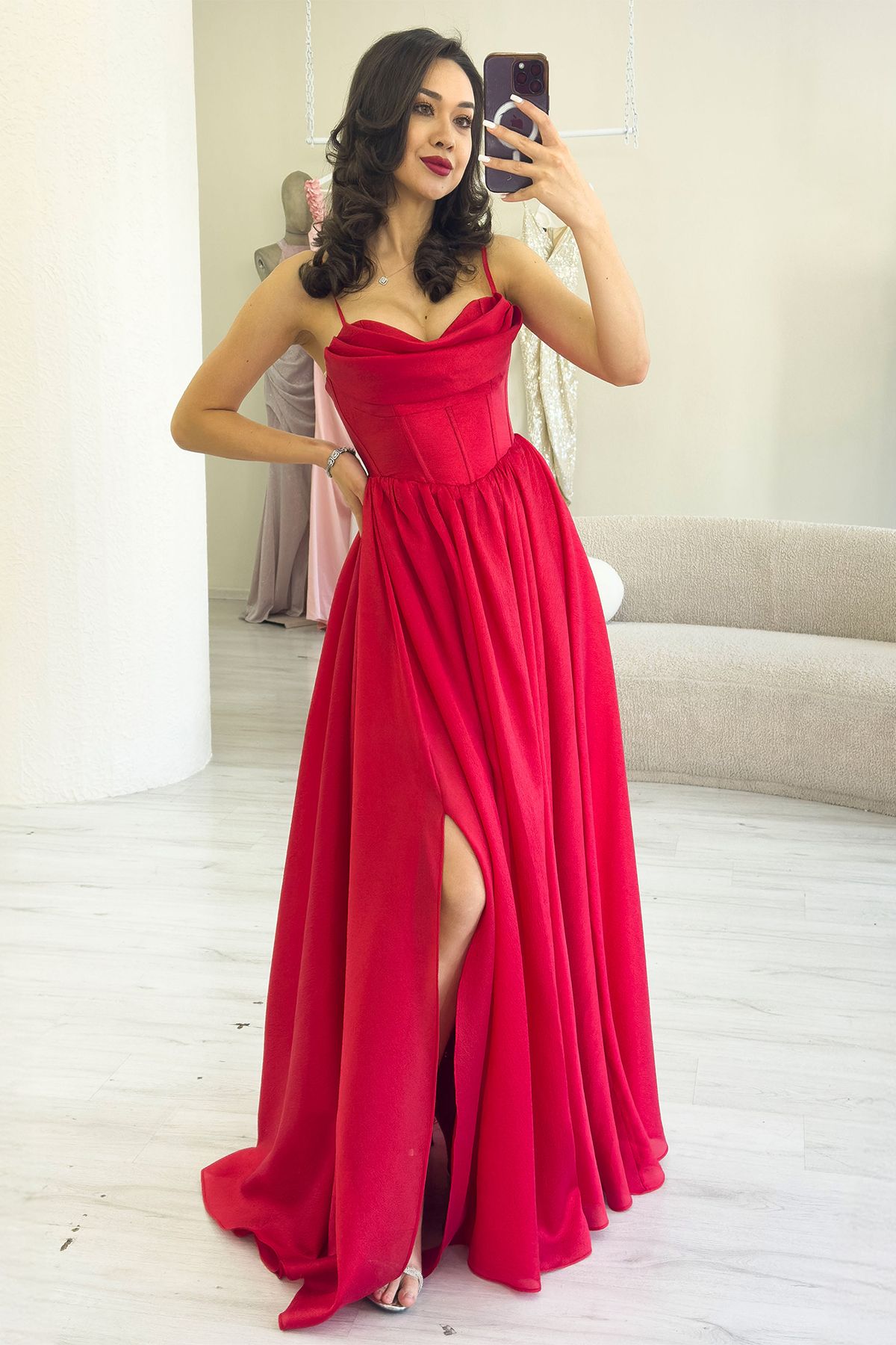 zks grup tekstil-Rochie de seară cu decolteu în spate pentru femei, cu detaliu de corset, albastru bleumarin, roșu, albastru bebeluș 5