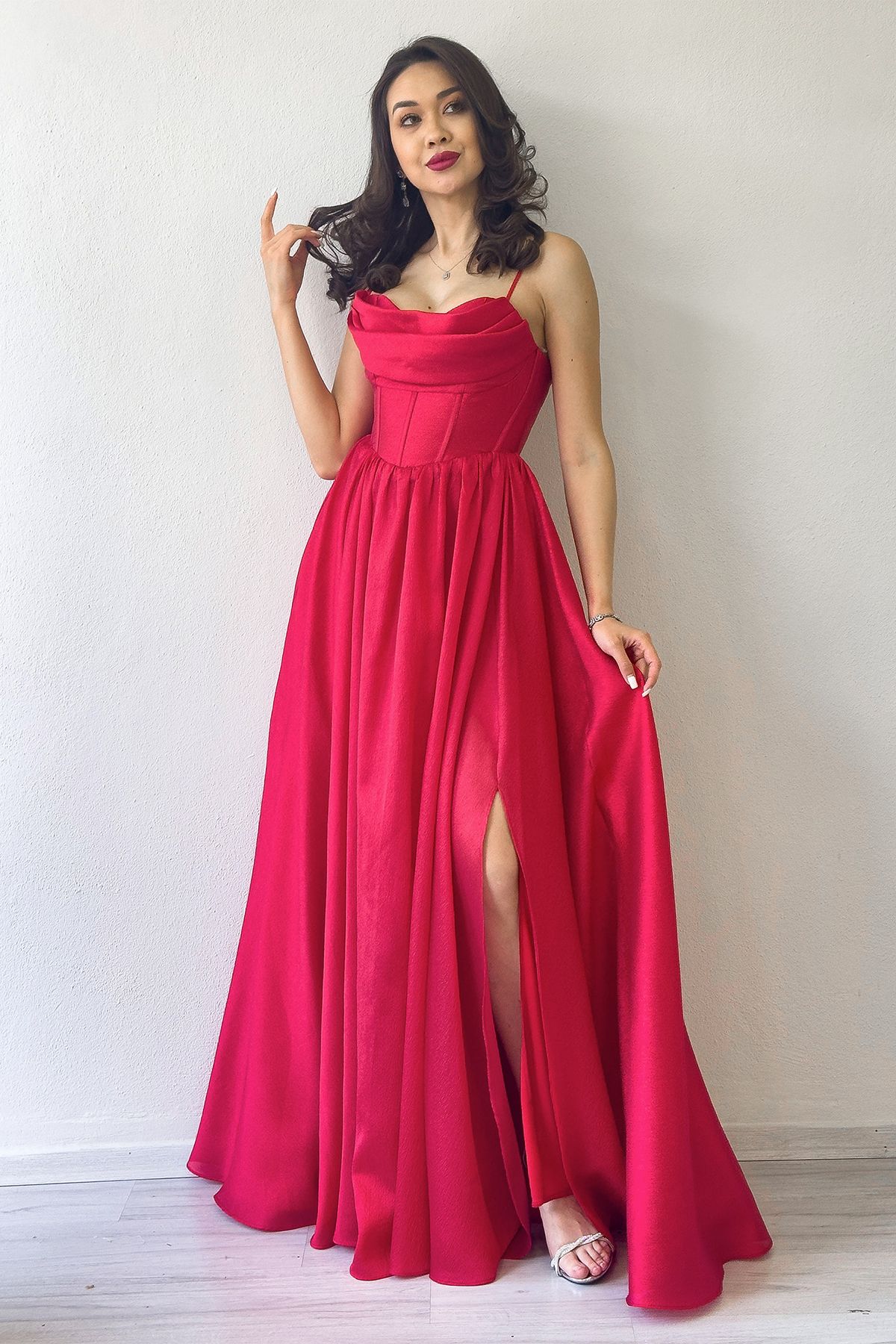 zks grup tekstil-Rochie de seară cu decolteu în spate pentru femei, cu detaliu de corset, albastru bleumarin, roșu, albastru bebeluș 3