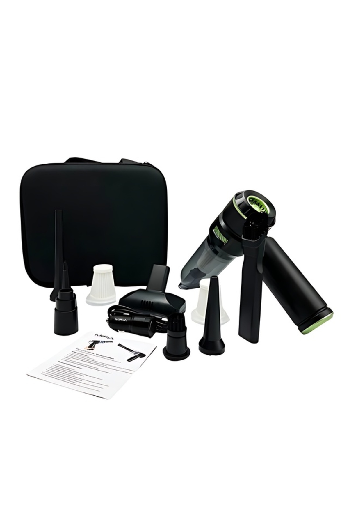 Oto Araç İçi Type c Şarjlı Yedek Filtreli 8 Parça Süpürge Çakmaklık +Taşıma Çanta Hediyeli