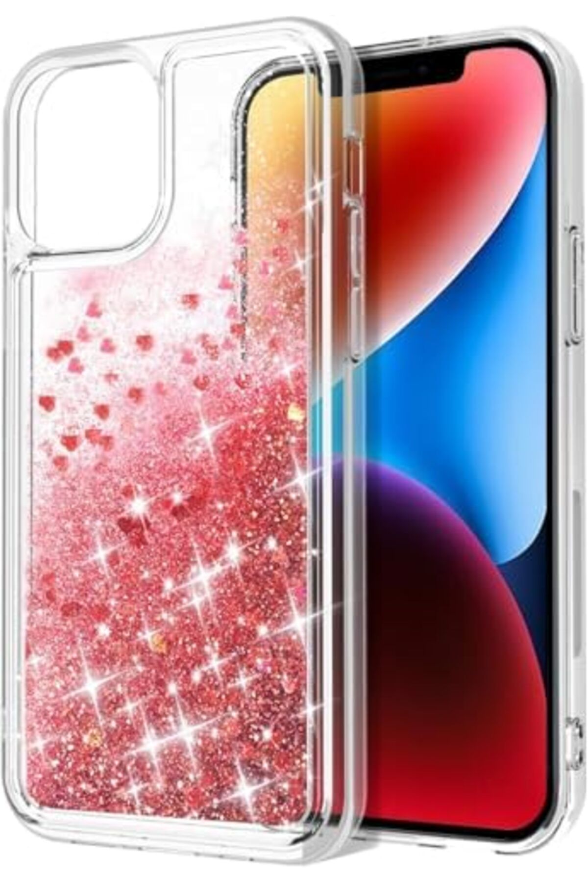 Generic-15 Case – Red Glitter Liquid Floating Waterfall TPU Case with Sparkling Quicksand Sequins, Shockpr 2