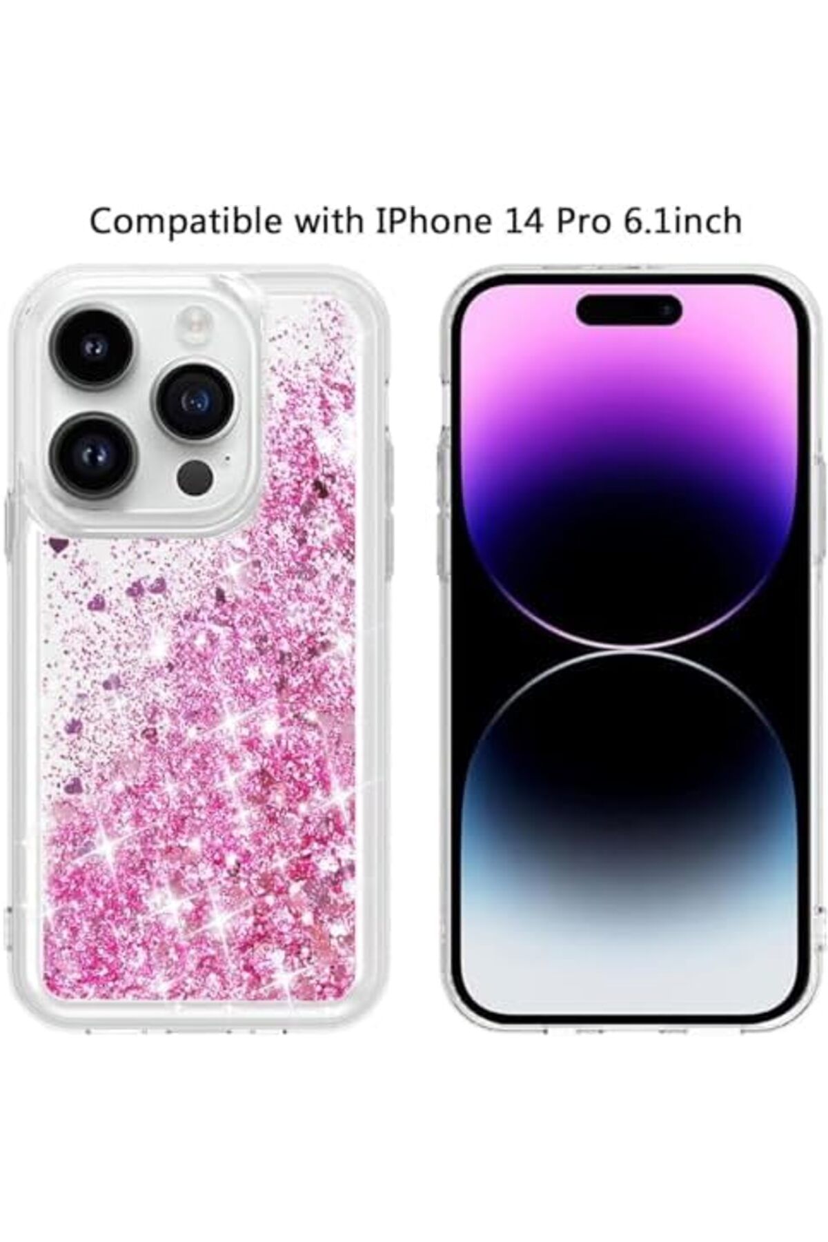 Generic-14 Pro Case, Bling Moving Liquid Floating Sparkle Colorful Glitter Waterfall TPU Protective Case wit 3