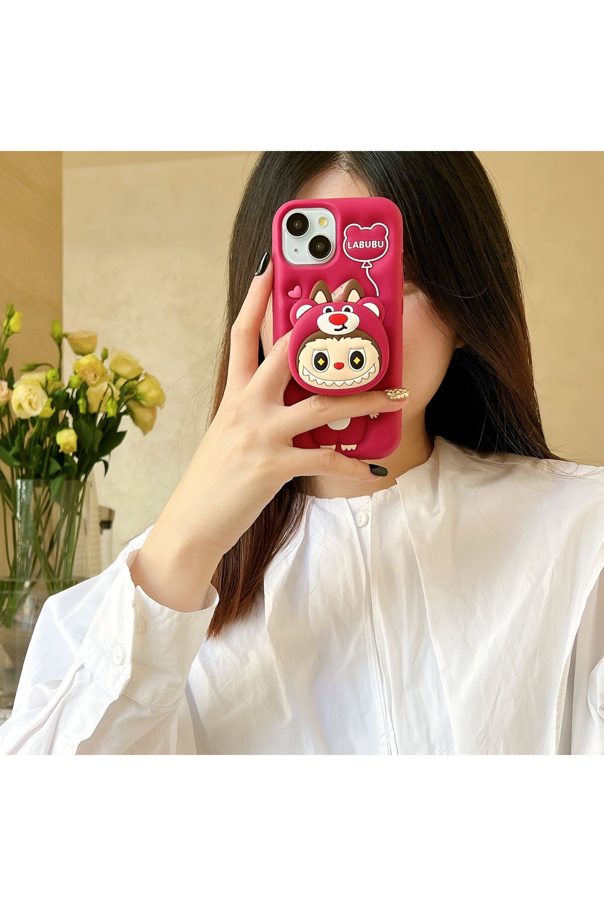 HYPERSOFT-حافظة فاخرة من السيليكون الناعم المتوافقة مع هاتف Iphone 11 مع حامل منقوش Labubu 4