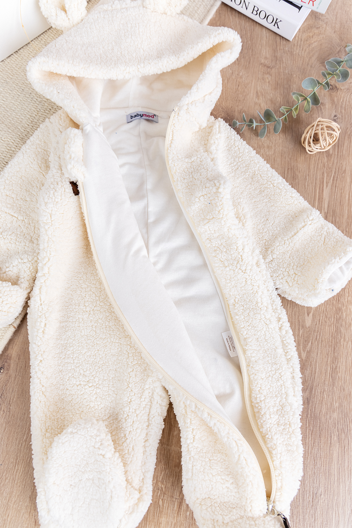 Babymod Kapüşonlu Kendinden Eldivenli Welsoft Kışlık Kız/Erkek Bebek Tulum fotoğrafı 2 (önizleme)