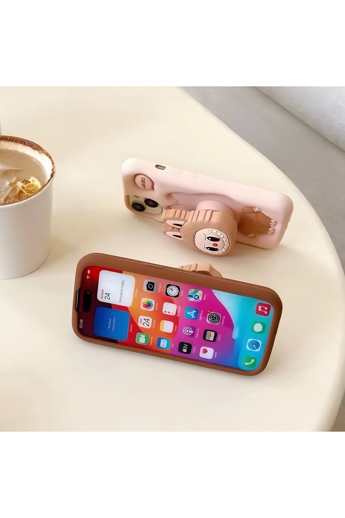 HYPERSOFT-حافظة فاخرة من السيليكون الناعم المتوافقة مع هاتف Iphone 11 مع حامل منقوش Labubu 5