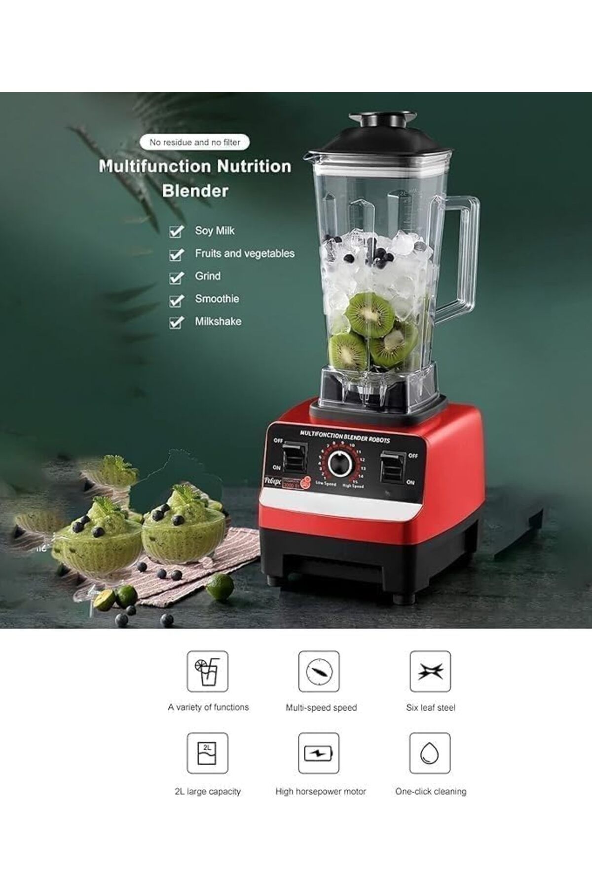 Generic-High-Speed Blender 5500W from New Golden Create, 2.5L, Ice Crusher, Smoothie Maker, Juice Blender, C 5