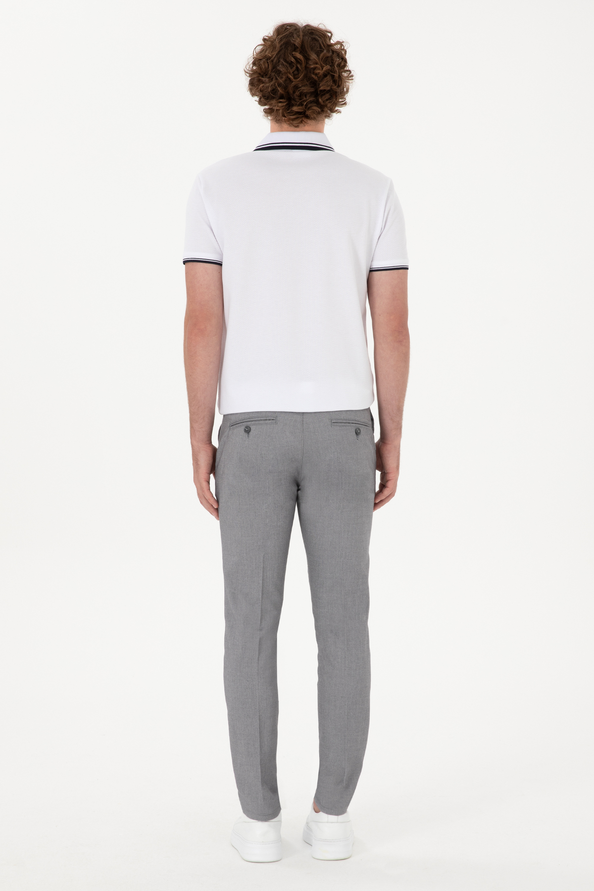 U.S. Polo Assn. Erkek Slim Fit Gri Kanvas Pantolon 50299990-VR024 görsel 4