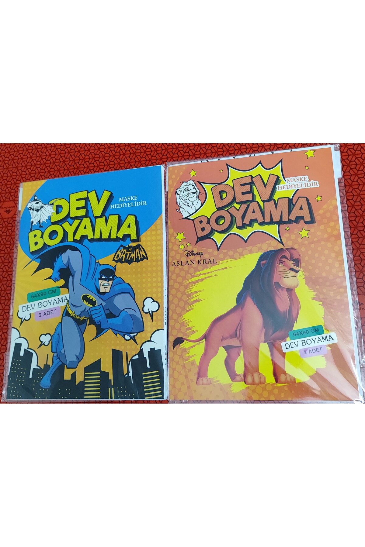 ada çanta kırtasiye 2 adet Dev boyama kitabı (90cmx64cm)- (Batman/Aslan ...