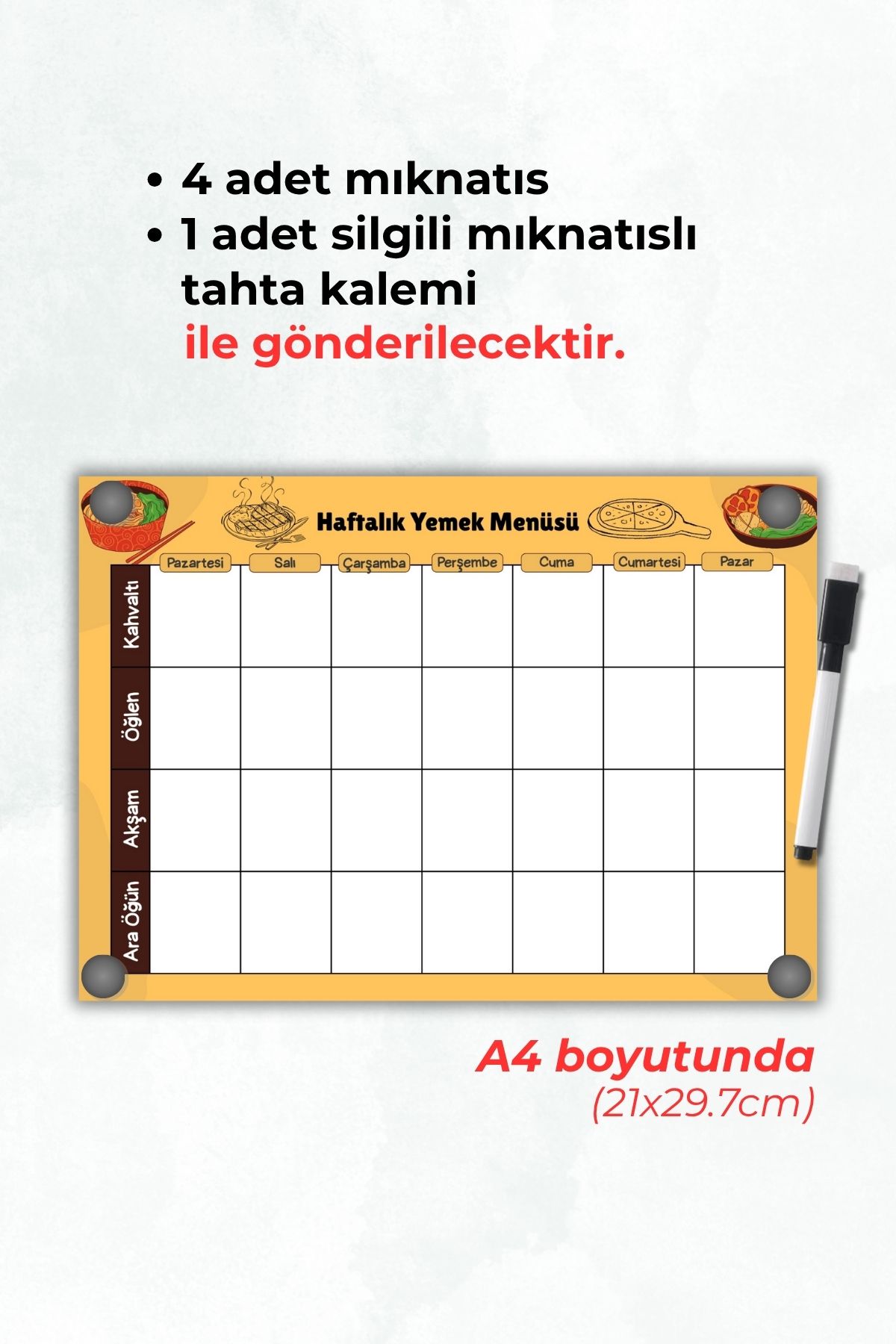 Metranya-Weekly Meal Menu Planner, Magnet Refrigerator Menu Chart Shopping List with Magnet 3