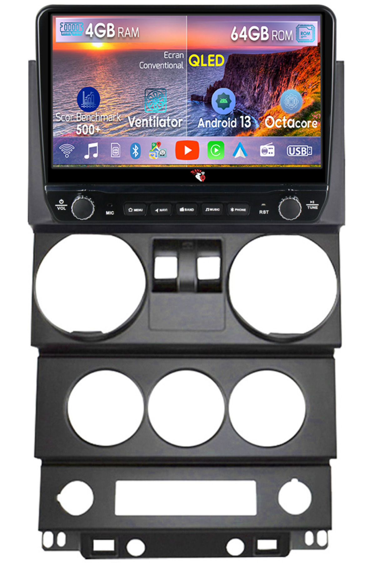 navi-it-Dedicated navigation Wrangler Rubicon 2008-2010 with rotary buttons model 2024, 4 GB RAM 64 ROM, Quadc 1