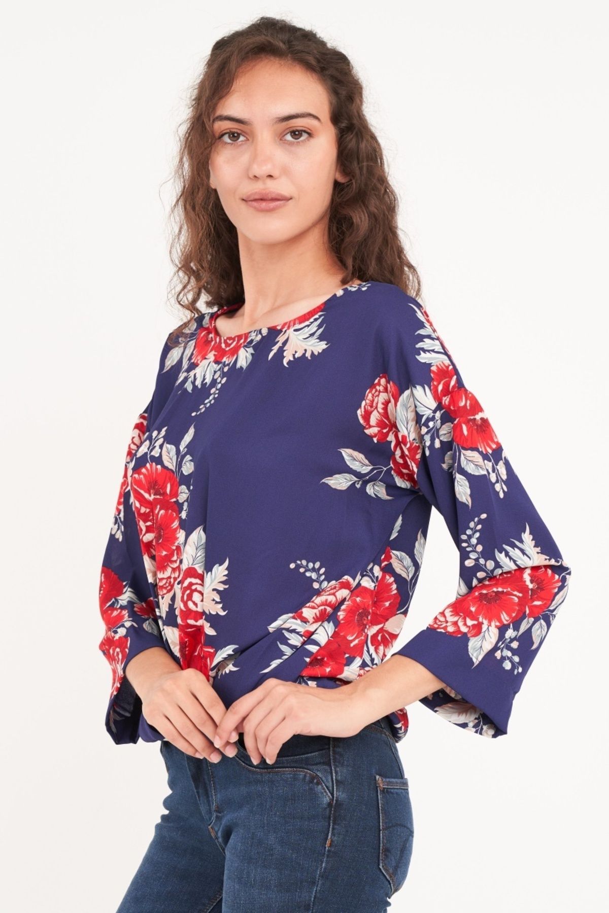 Timeout-Camasa dama maneca scurta cu imprimeu floral 5