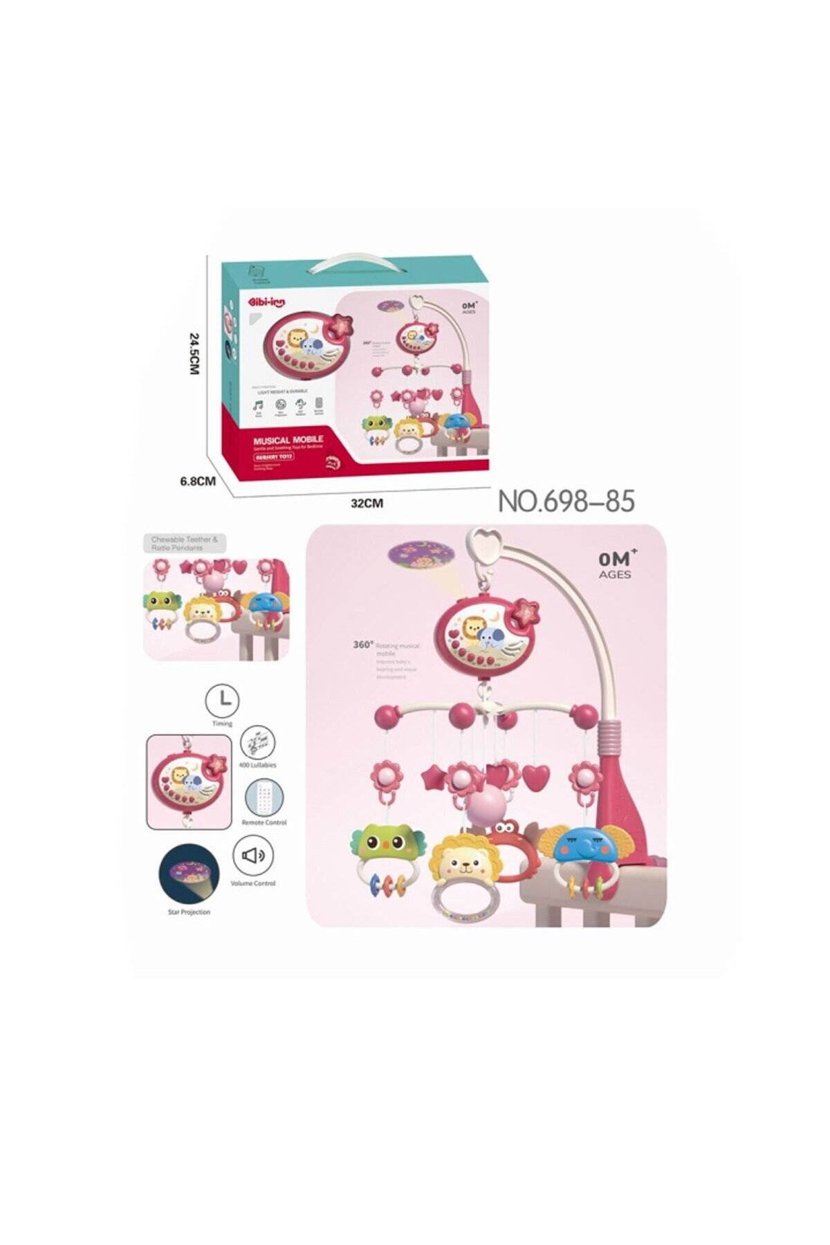 FABBA TOYS Dönence Işıklı ve Müzikli Bebek Beşik Üstü Oyuncak Dönenceli Projektör Eğitici Rahatlatıcı Sesli Har fotoğrafı 4 (önizleme)