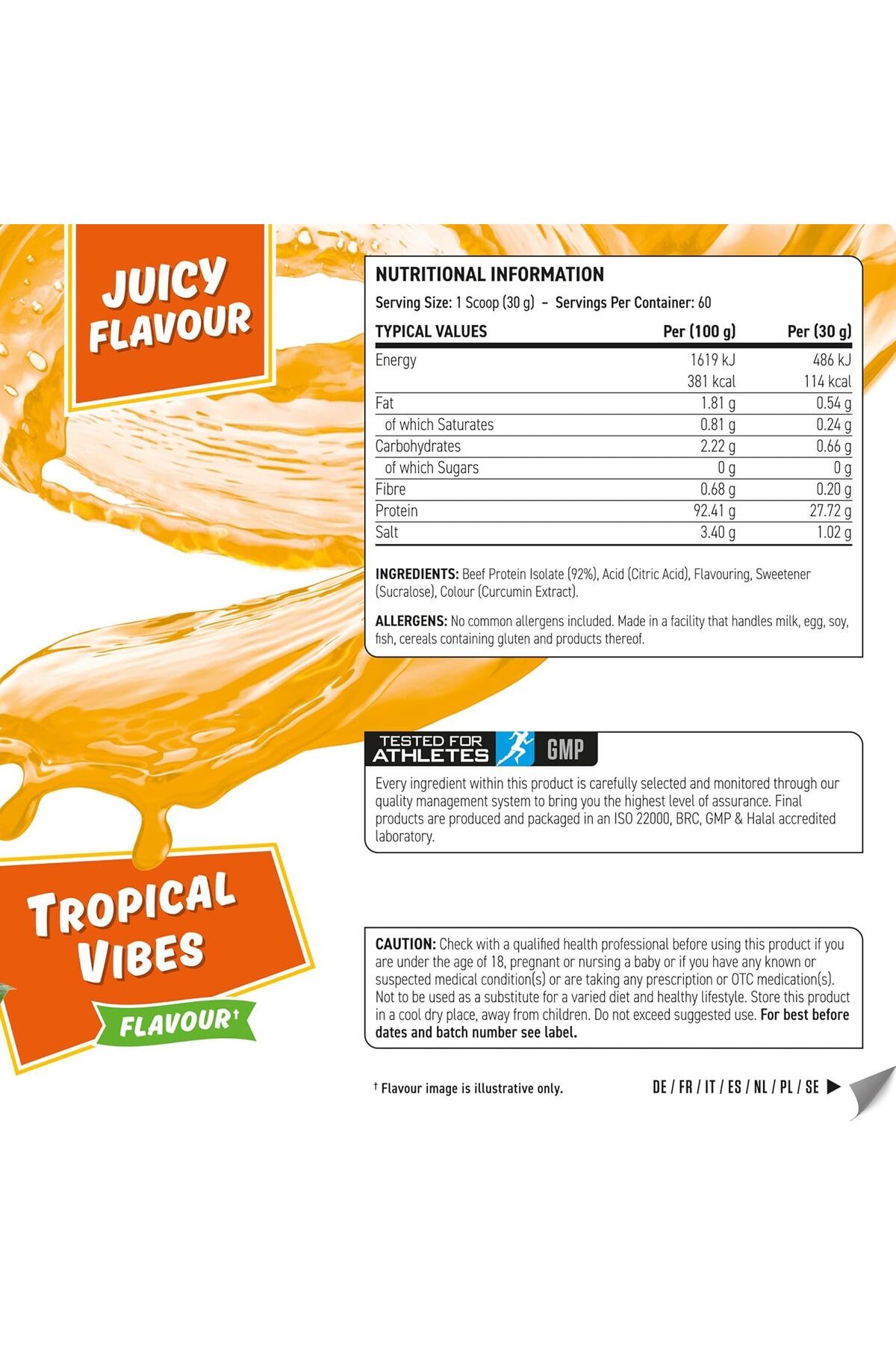 applied nutrition-Beef-xp Clear Hydrolysed Beef Protein Isolate, Tropical Vibes, 1.8 Kg 6