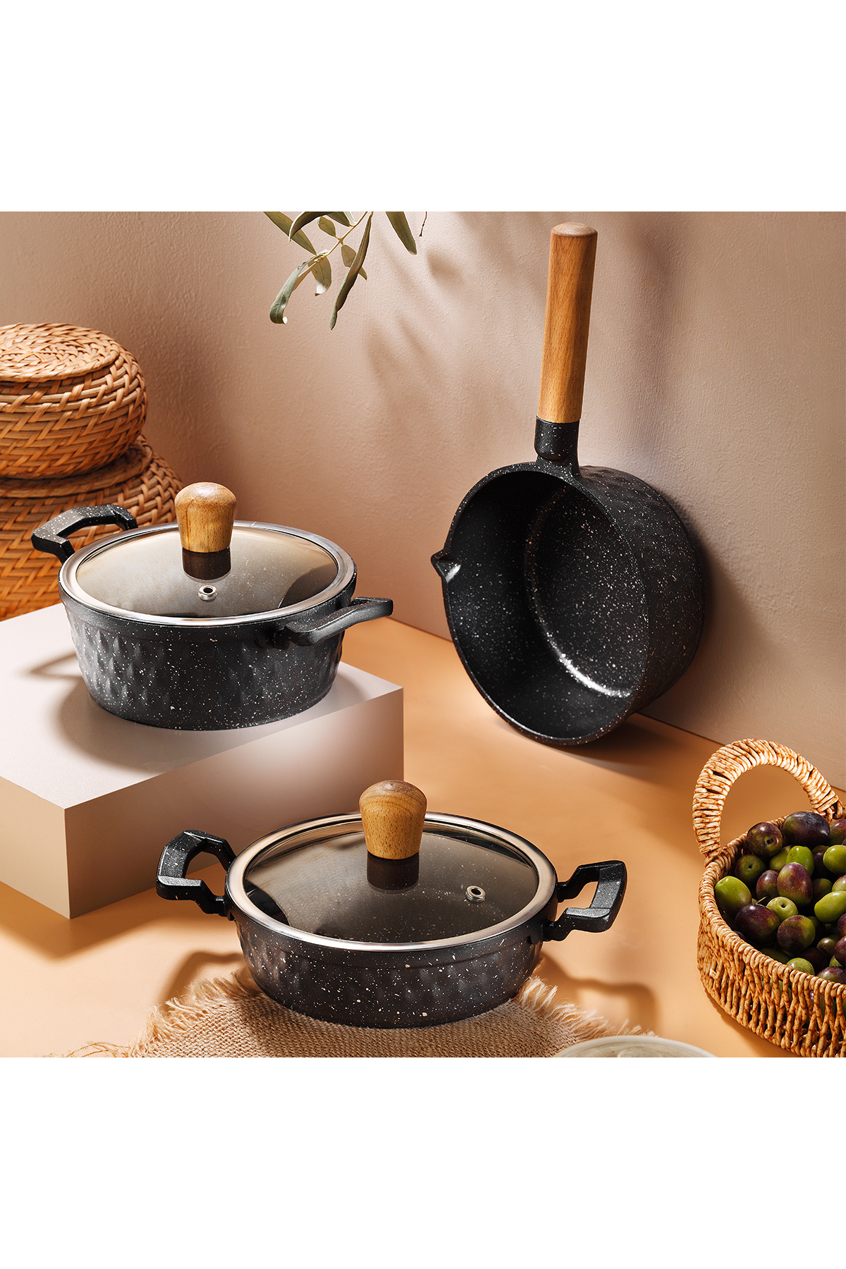 Aryıldız-Nevada Midi 5 Piece Black Pot Set 1