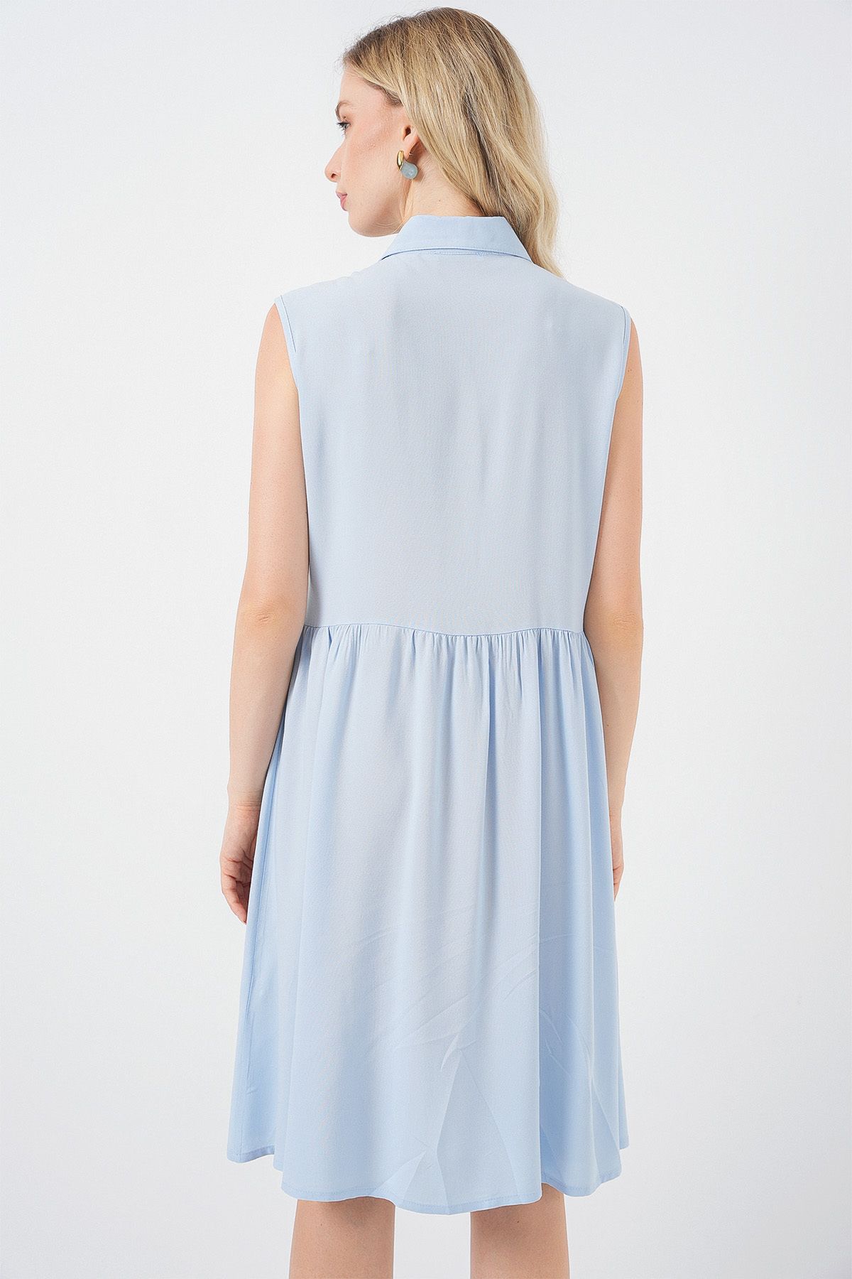 Bigdart-Rochie midi cu mâneci zero pentru femei 2563 - albastru 6