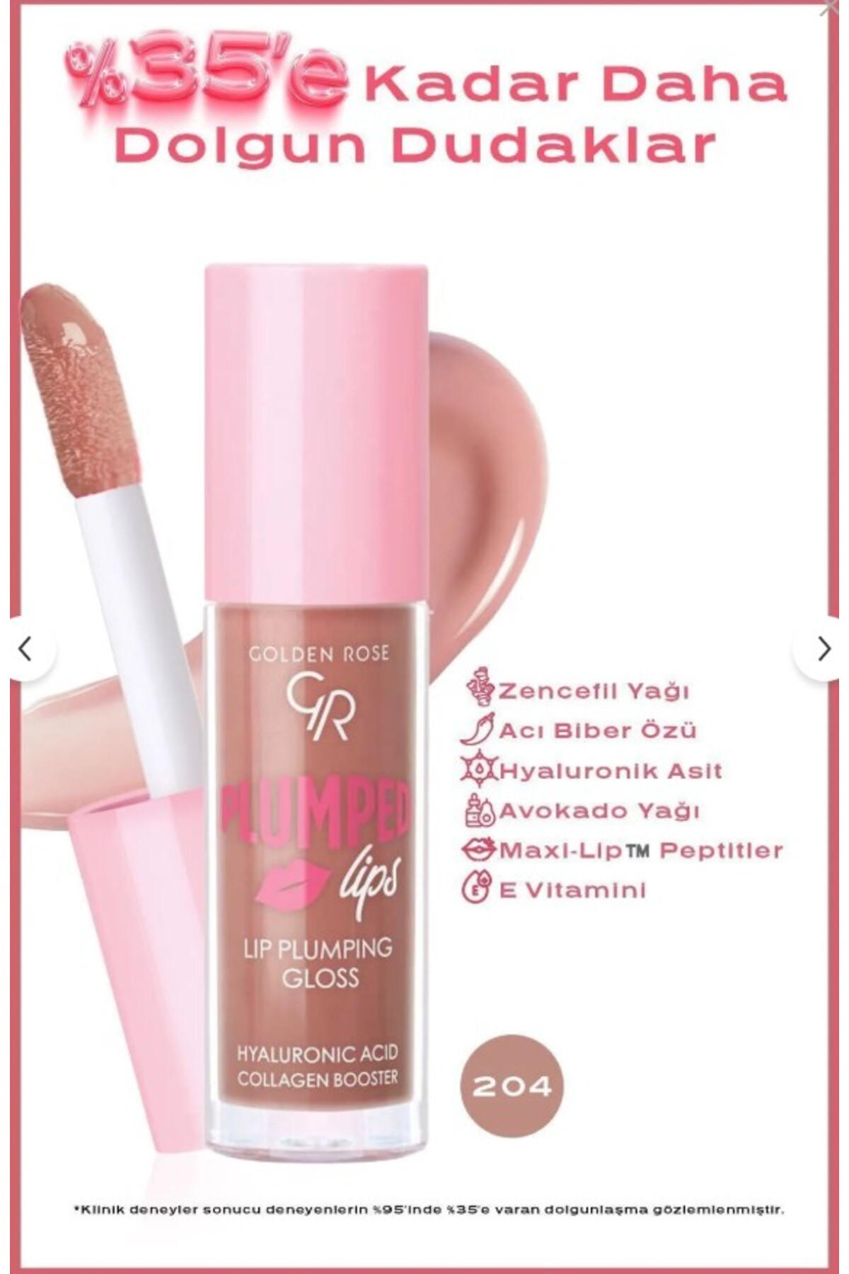 Golden Rose Plumped Lips Lipgloss No: 204 - Dolgunlaştırıcı Etkili ve Nemlendirici Parlatıcı - Fiyatı, Yorumları