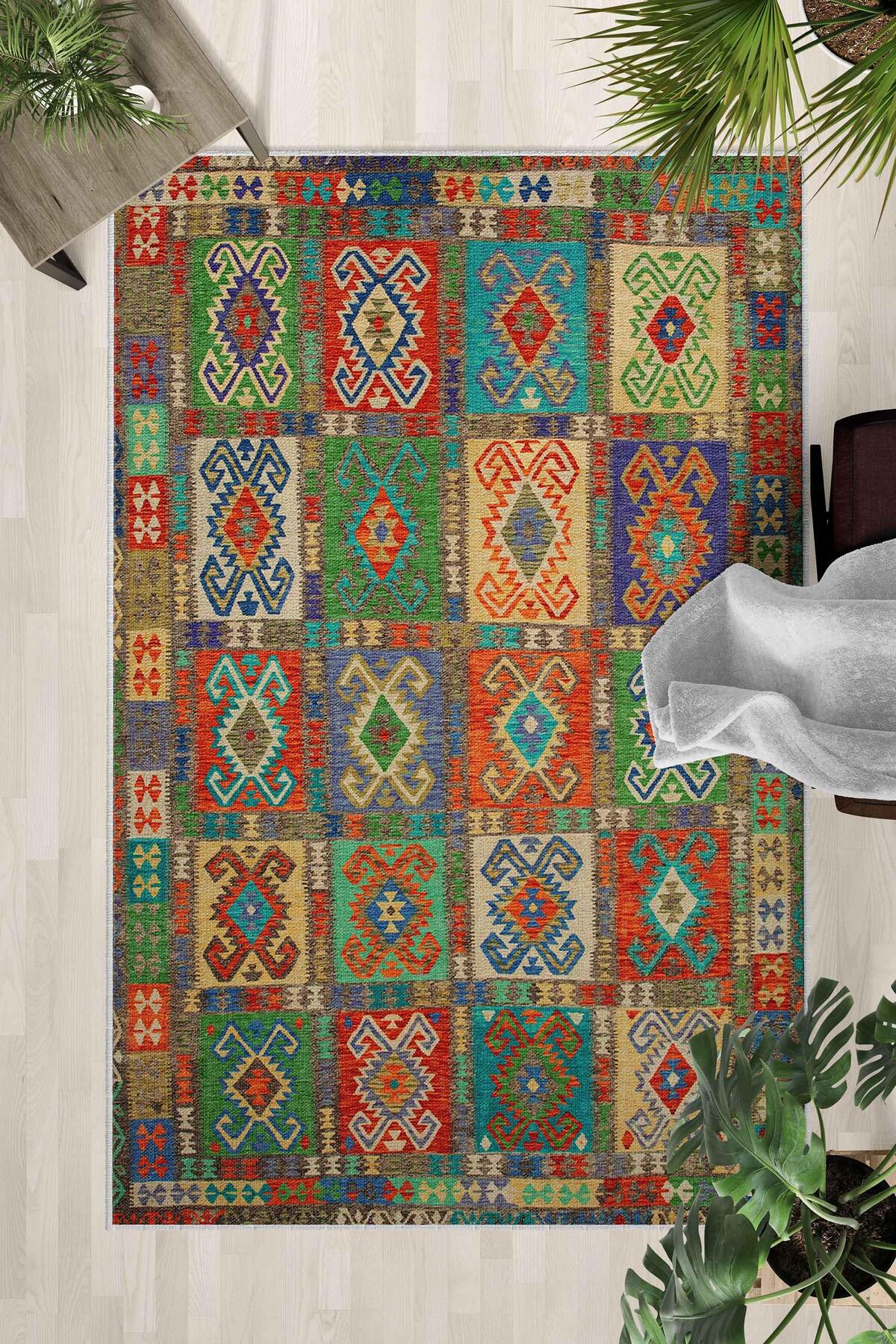 Anti-Slip Base Washable Carpet – Modern Digital Printing Carpet for Kitchen, Living Room, Bedroom (SLNHAL153
