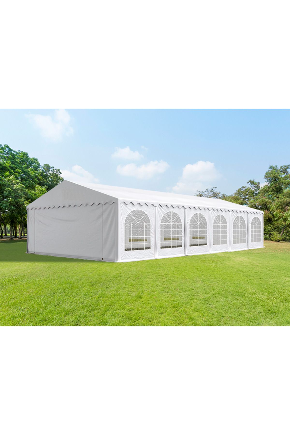 PROCART-Cort evenimente, pavilion 12x6x3,7 m, PVC ignifug, suprafață 72 mp, 12 ferestre 13