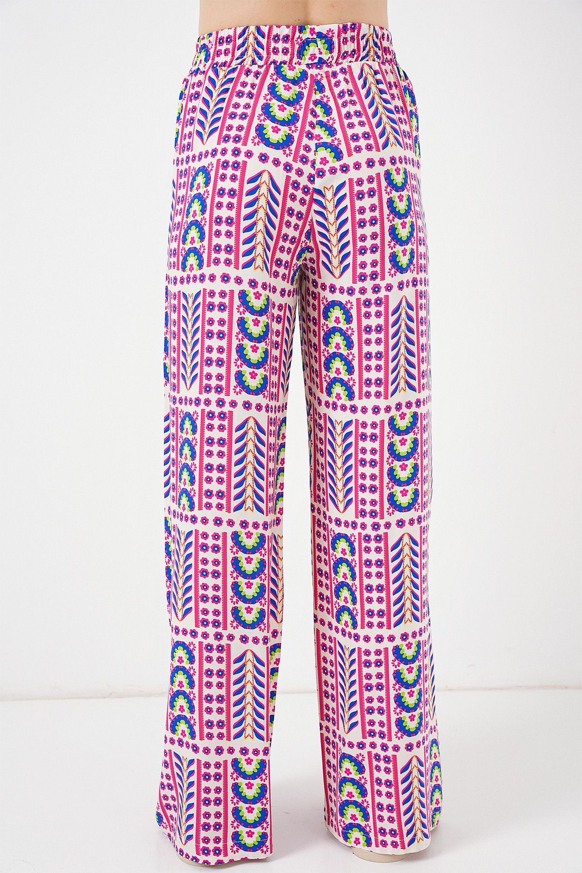 Bigdart-Women's Patterned Viscose Trousers 6749 - Fuchsia 6