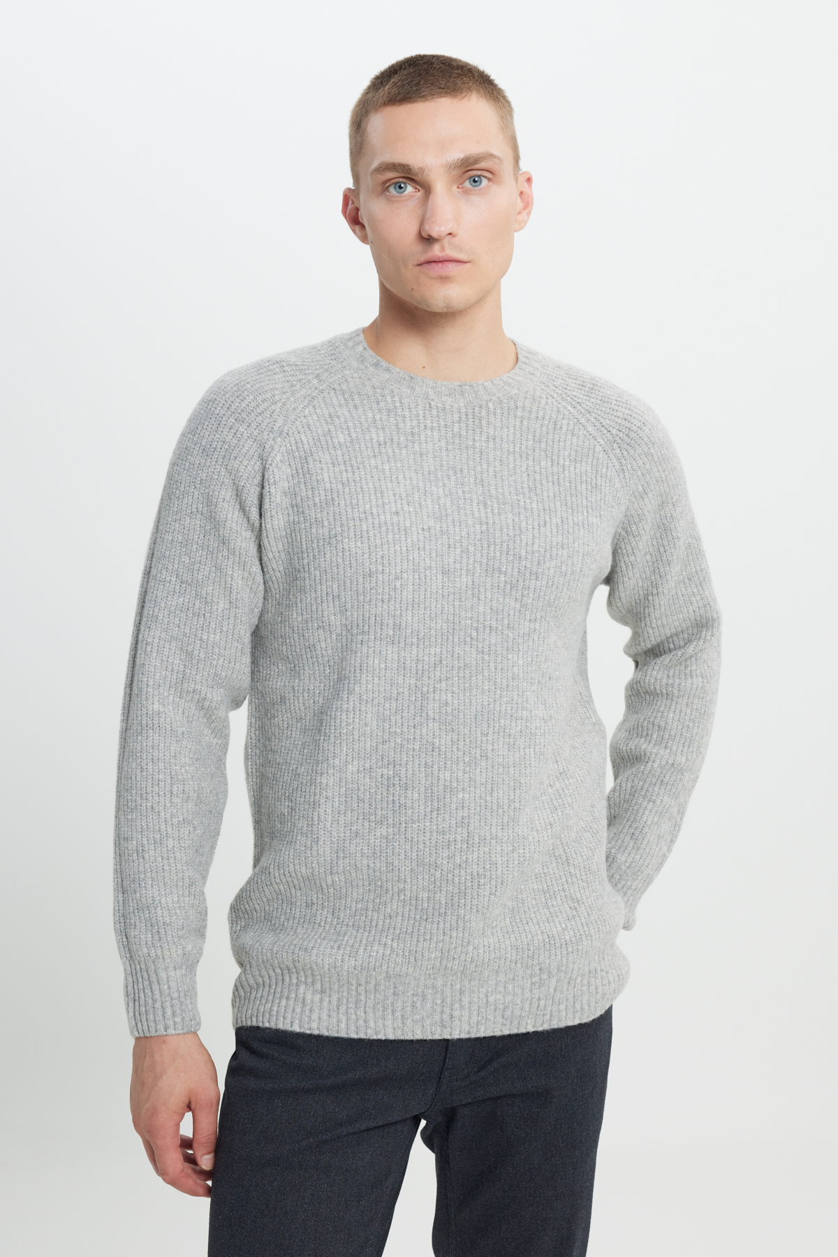 AC&Co / Altınyıldız Classics Erkek Gri Melanj Yünlü Standart Fit Normal Kesim Bisiklet Yaka Triko Kazak — خاکستری TY4924100063