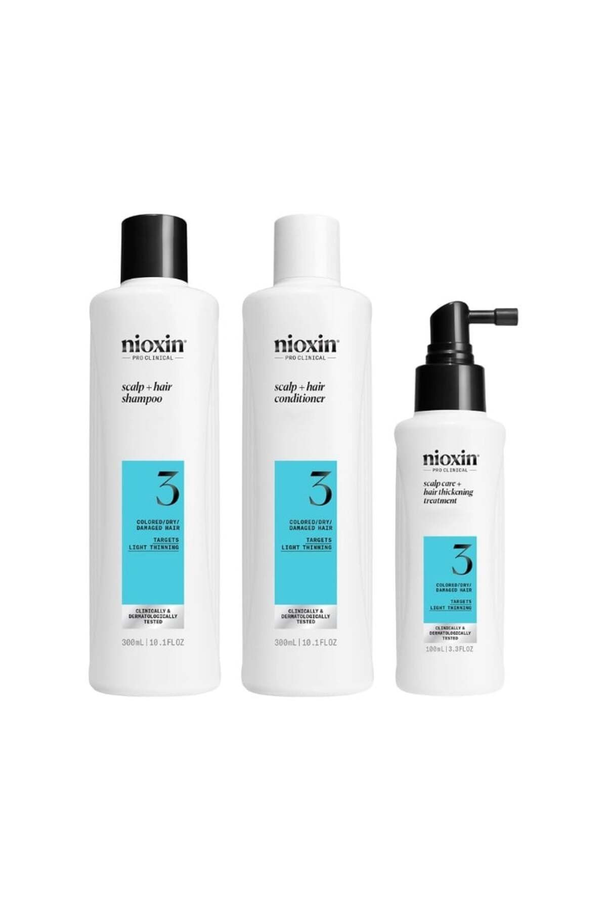 Nioxin-Set pentru păr vopsit System 3, șampon 300 ml + balsam 300 ml + tratament fără clătire 100 ml 1