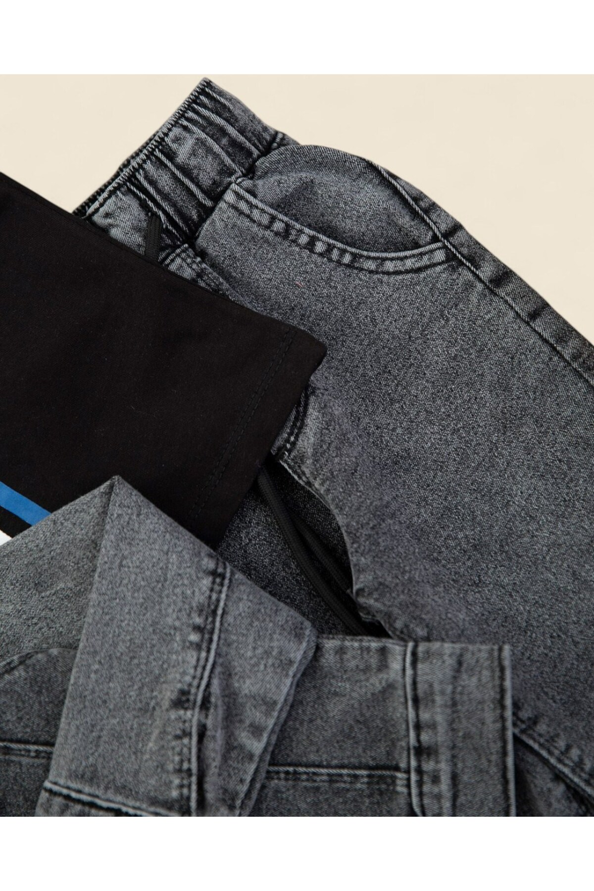 Ege Bebek Erkek Çocuk Mevsimlik Esnek Kumaşlı 3’lü Jogger Takım | Tişört, Kot Ceket ve Pantolon 2-9 Yaş R1991 fotoğrafı 4 (önizleme)