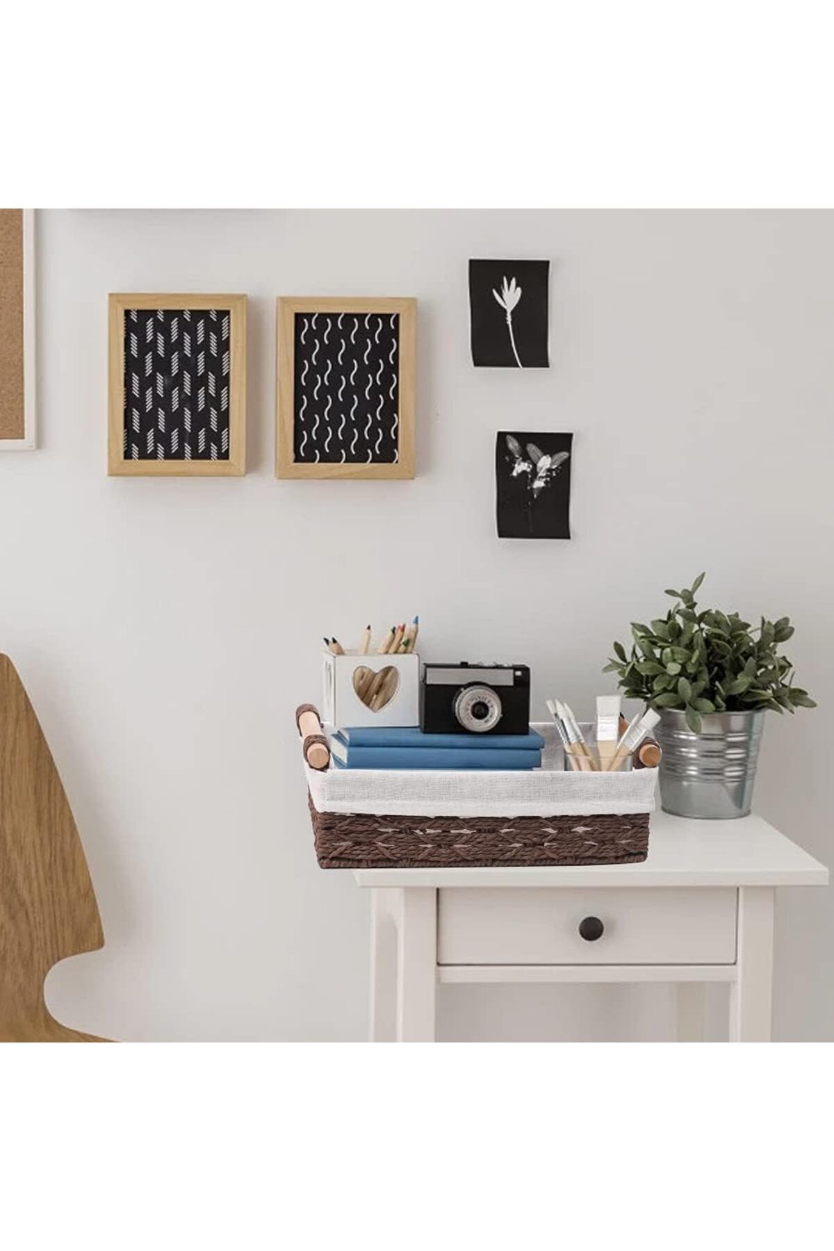 Cozy Nest-عبوتان من سلال التخزين المنسوجة المصنوعة من القماش المستطيل مع بطانة قابلة للغسل وحبل ورقي بتصميم منسوج 4