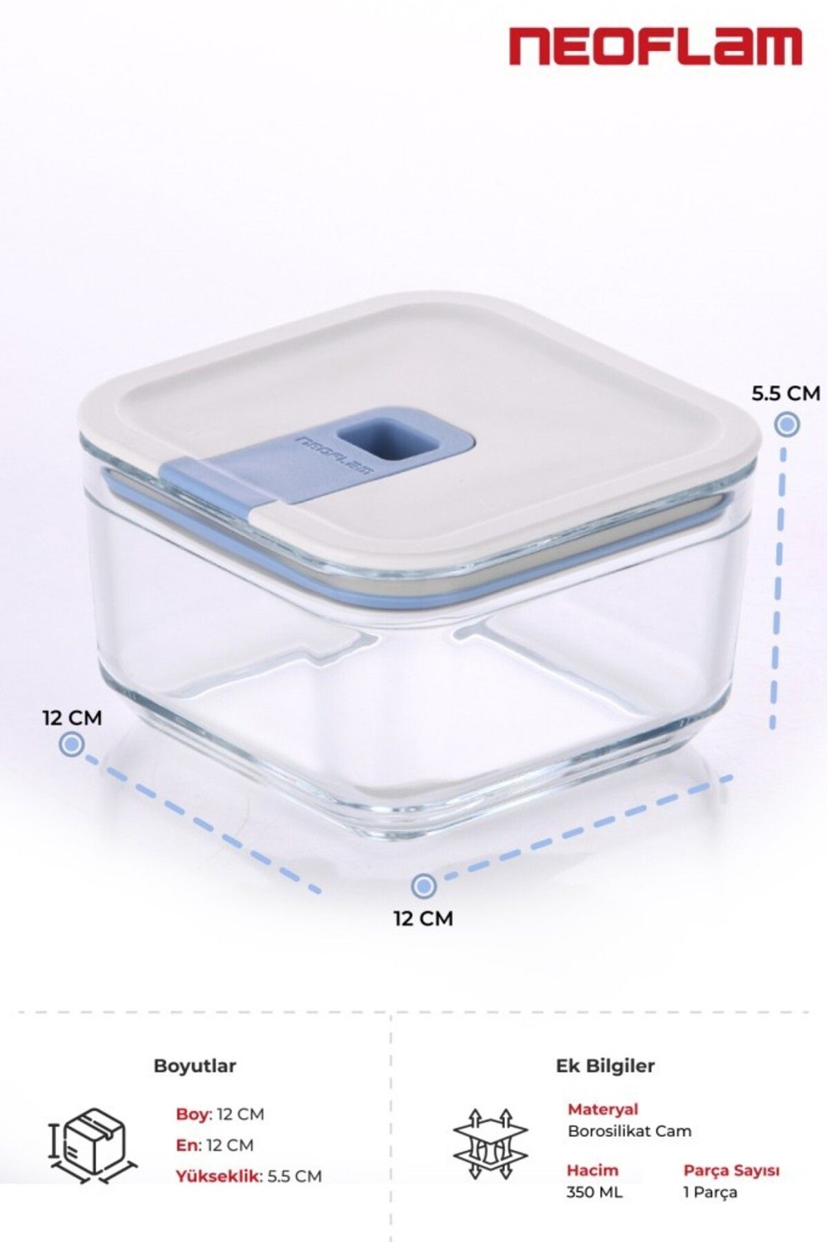 NEOFLAM-Perfect Seal Square 350ml Set of 6 Storage Containers 3