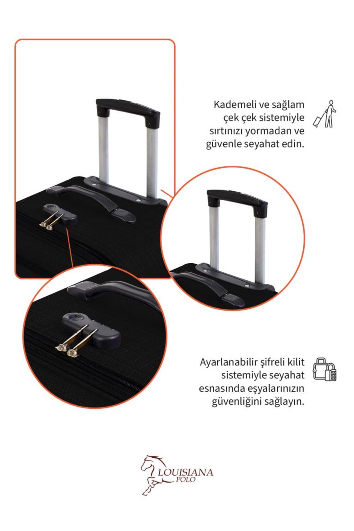 louisiana polo  Orta Boy 4 Teker Kumaş Valiz Siyah 1081 - Görsel 7