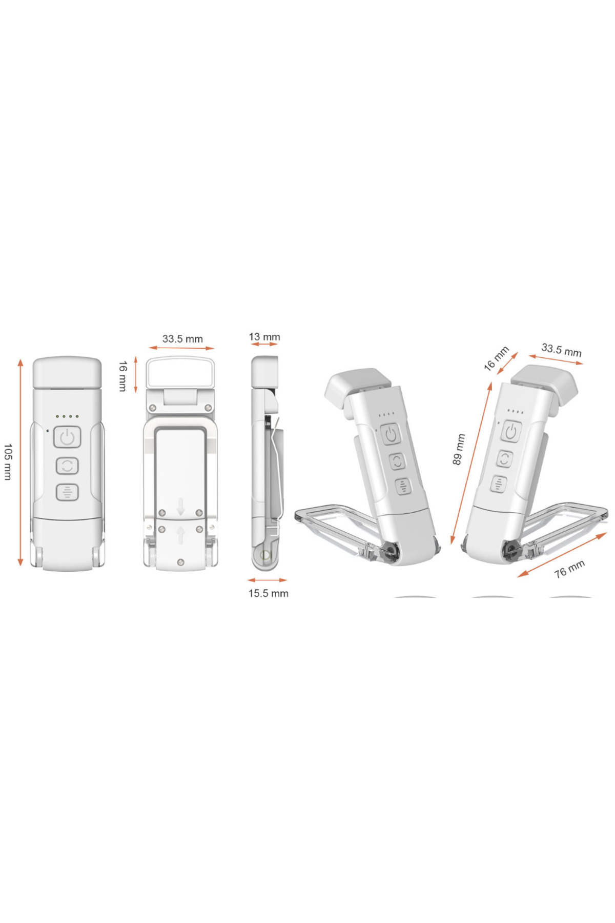 OEM Lampa De Citit Compacta, Ajustabila, Cu 3 Lumini Led Si 5 Trepte De Intensitate - One Size