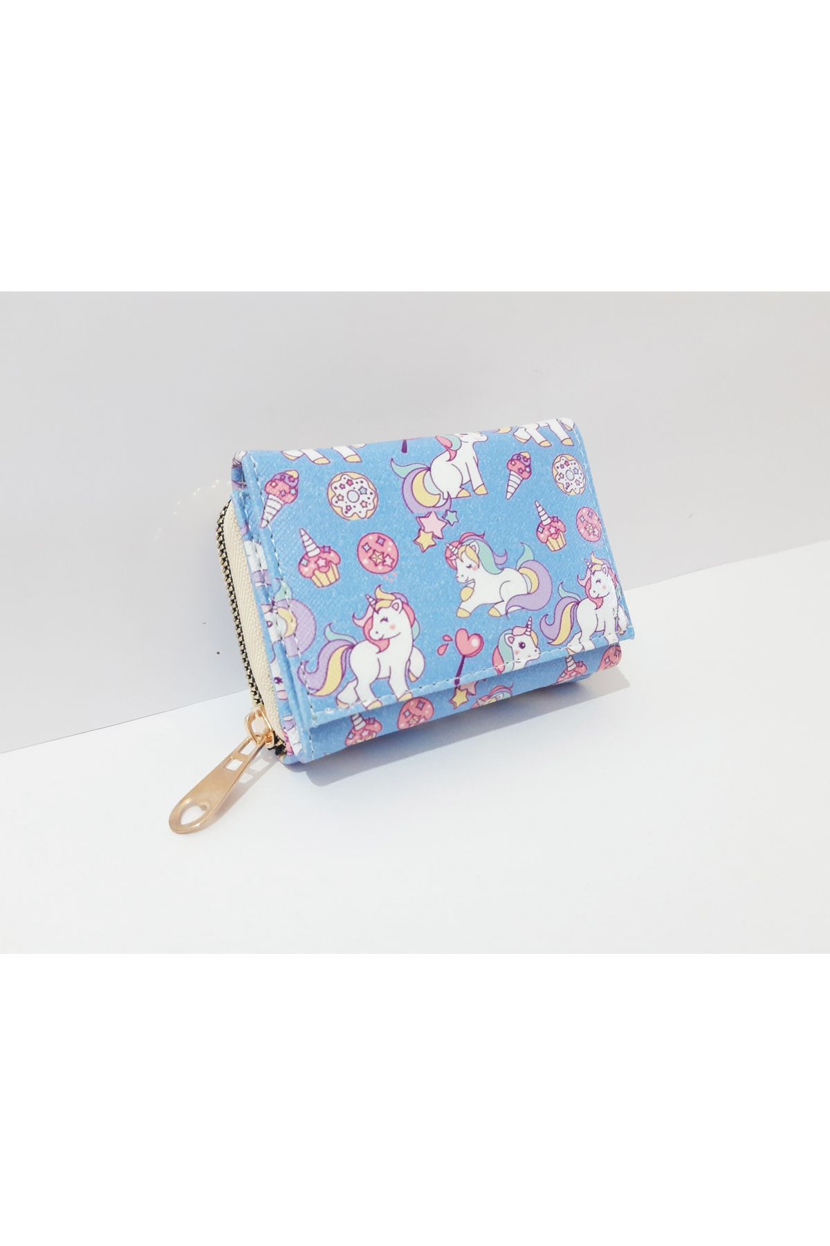 renkli çiçekler-Children's Wallet 11X8X4 cm Unicorn Patterned Children's Wallet 1