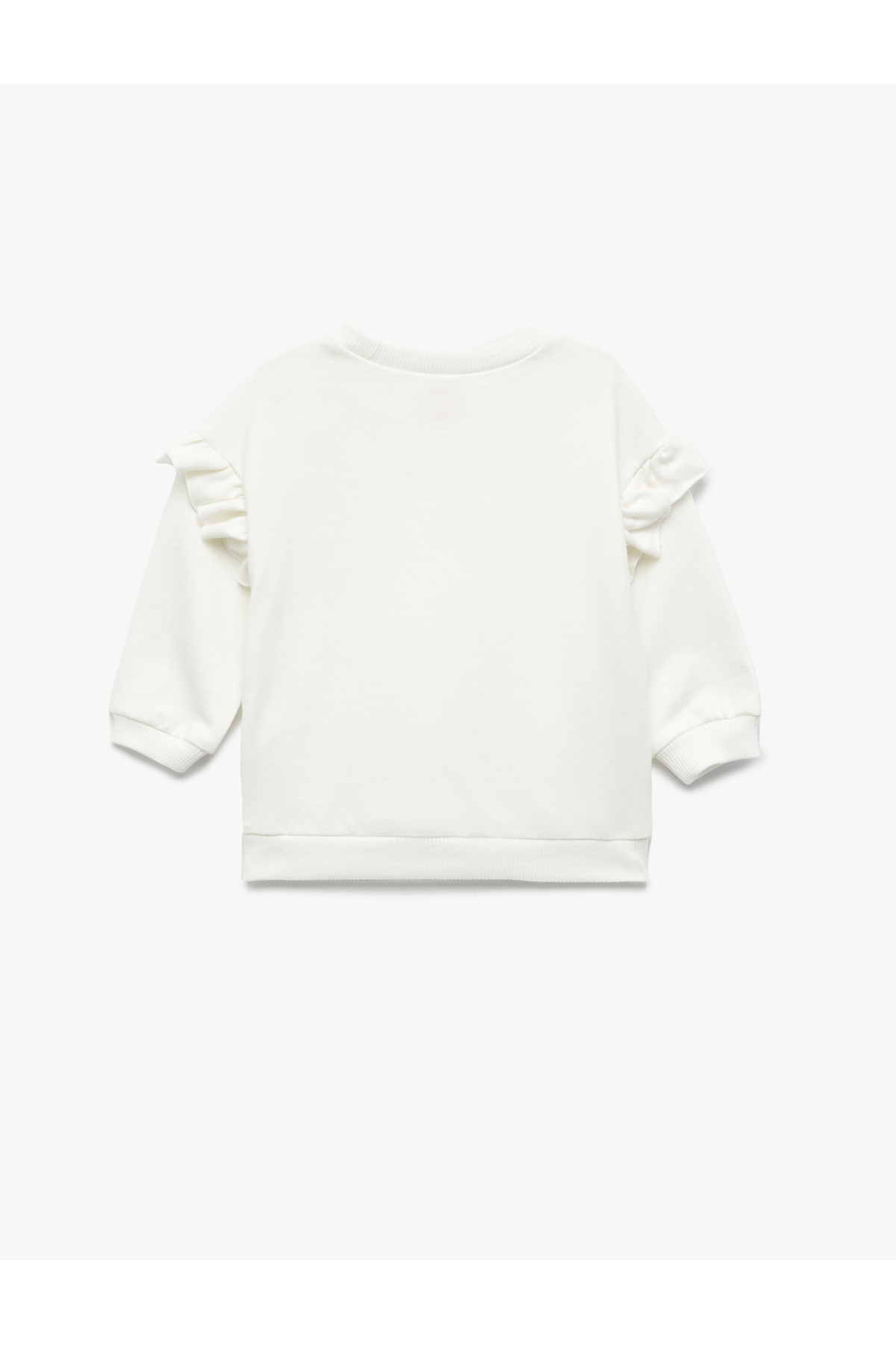 Koton Şardonlu Uzun Kollu Bisiklet Yaka Kelebek Detaylı Fırfırlı Sweatshirt fotoğrafı 2 (önizleme)