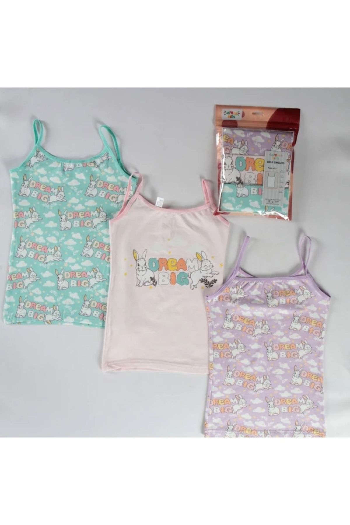 Yağmur Giyim-Diamond Mixed Pattern 3-Piece Girl's Undershirt Set A-131 1