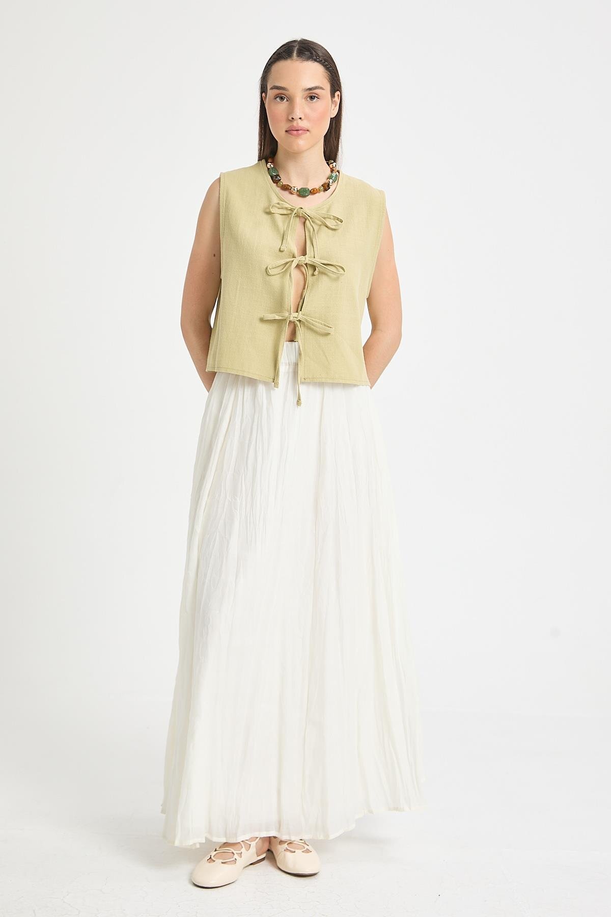 minaaise  Ekru Baie Modal Kraşlı Etek 29290 - Görsel 3