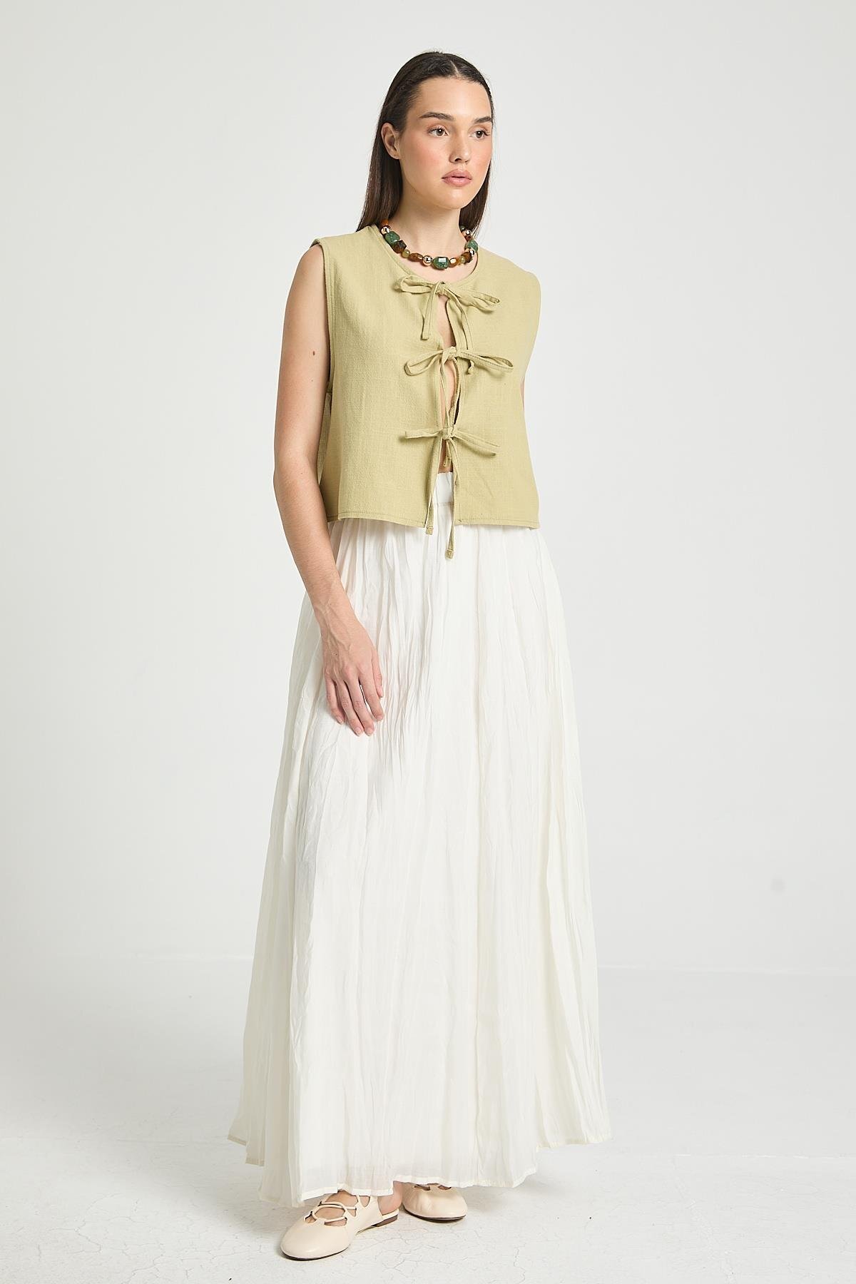 minaaise  Ekru Baie Modal Kraşlı Etek 29290 - Görsel 7