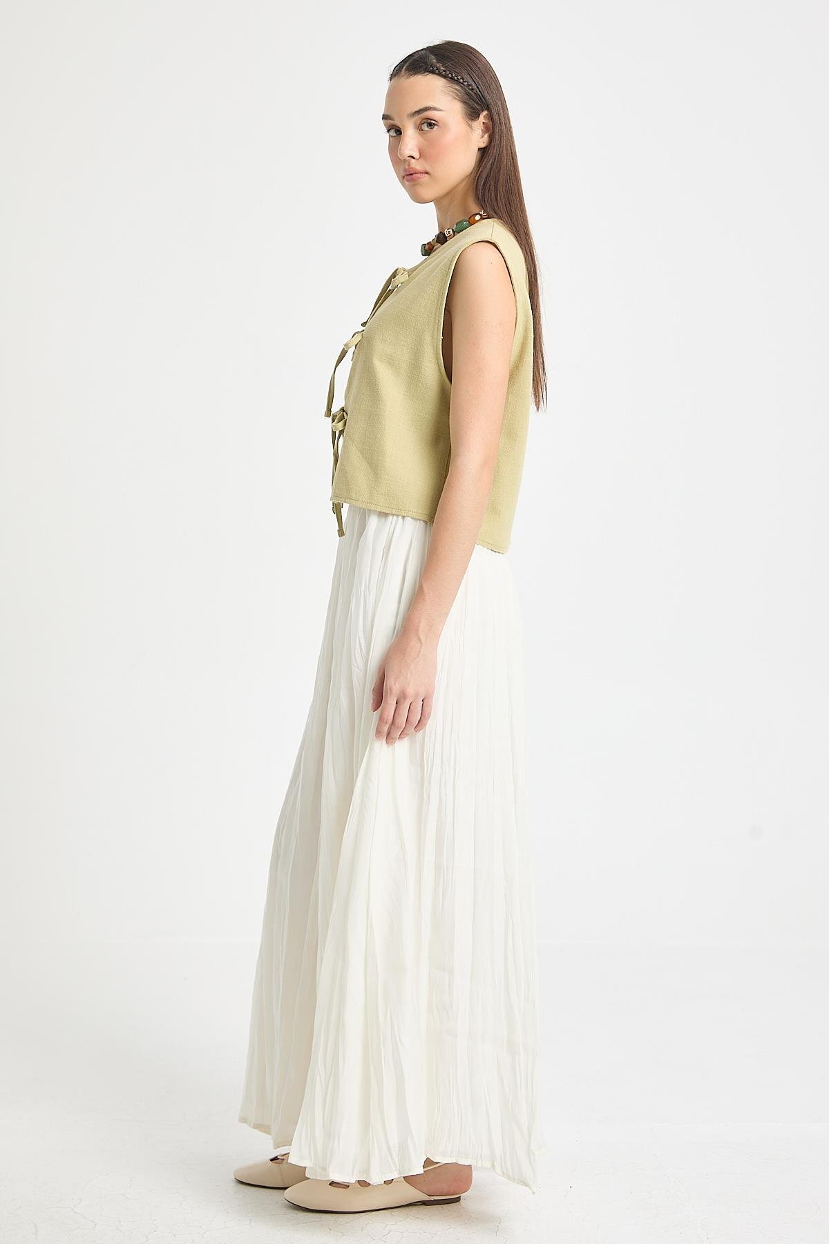 minaaise  Ekru Baie Modal Kraşlı Etek 29290 - Görsel 4