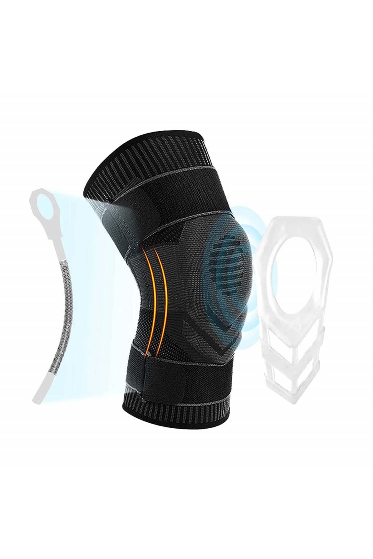 Giryes Orteză Pentru Genunchi, Textil/gel, Gri/negru, L - One Size